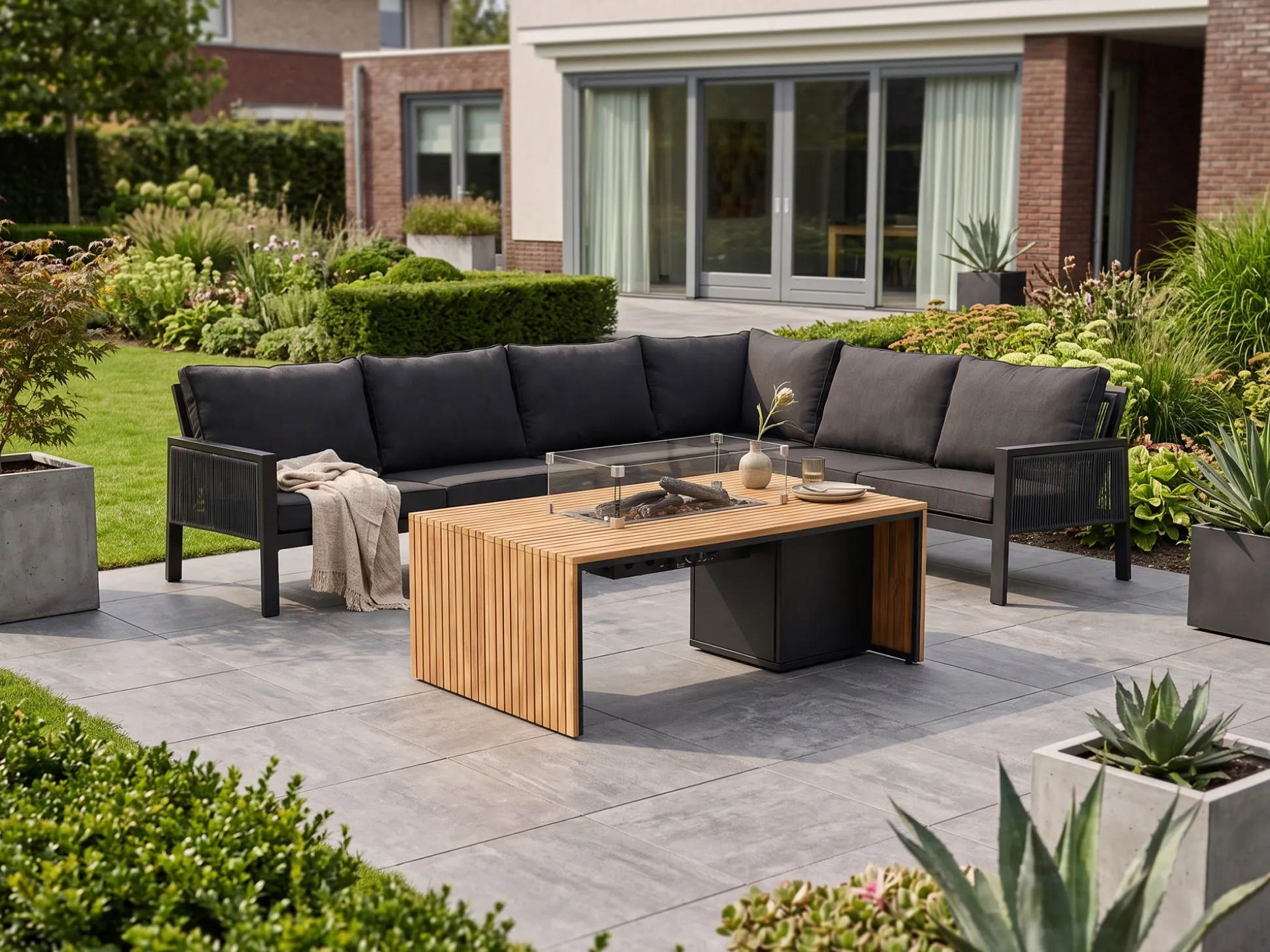 Manifesto Alzano/Cosibridge hoek loungeset met vuurtafel 5-delig