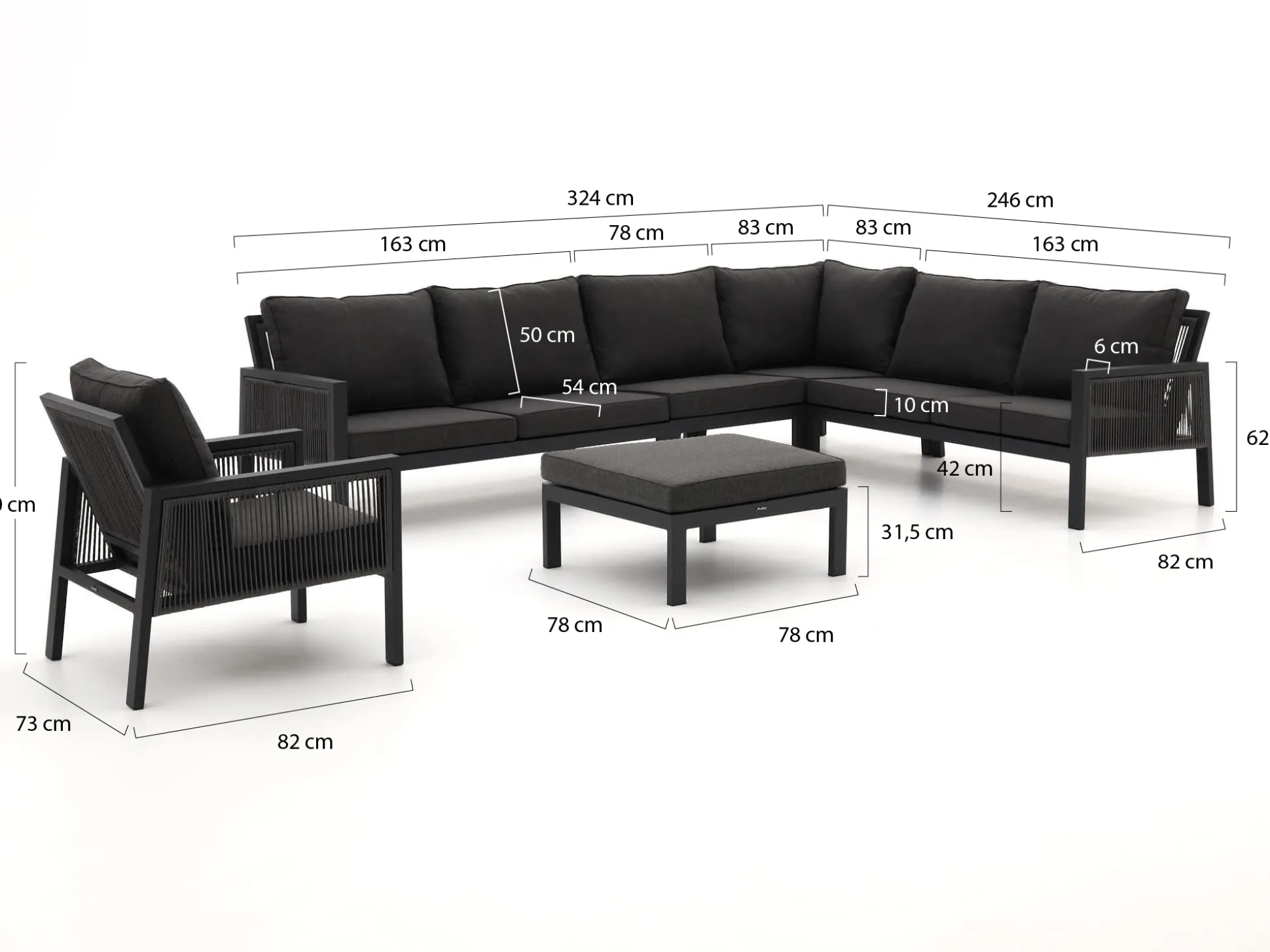 Manifesto Alzano hoek loungeset 6-delig
