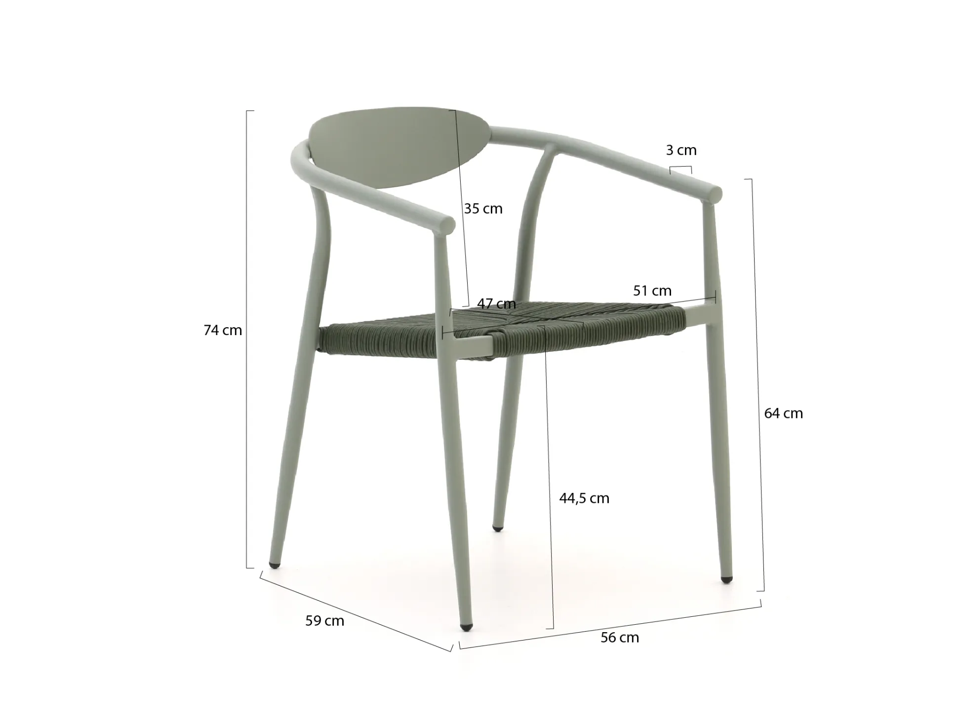 Manifesto Cavone/ROUGH-K 160cm dining tuinset 5-delig stapelbaar