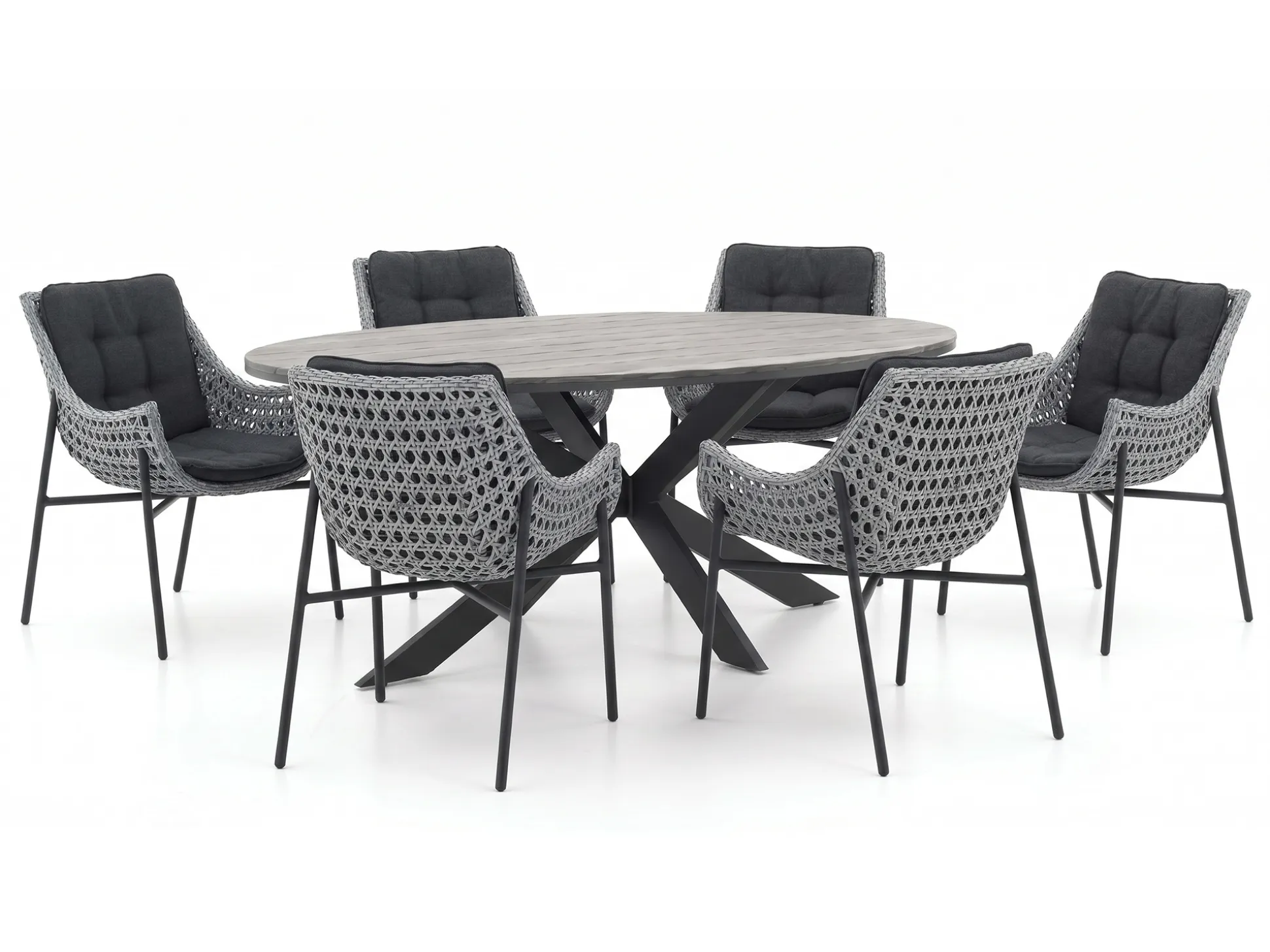 Manifesto Novara/Fidenza ovaal 180cm dining tuinset 7-delig
