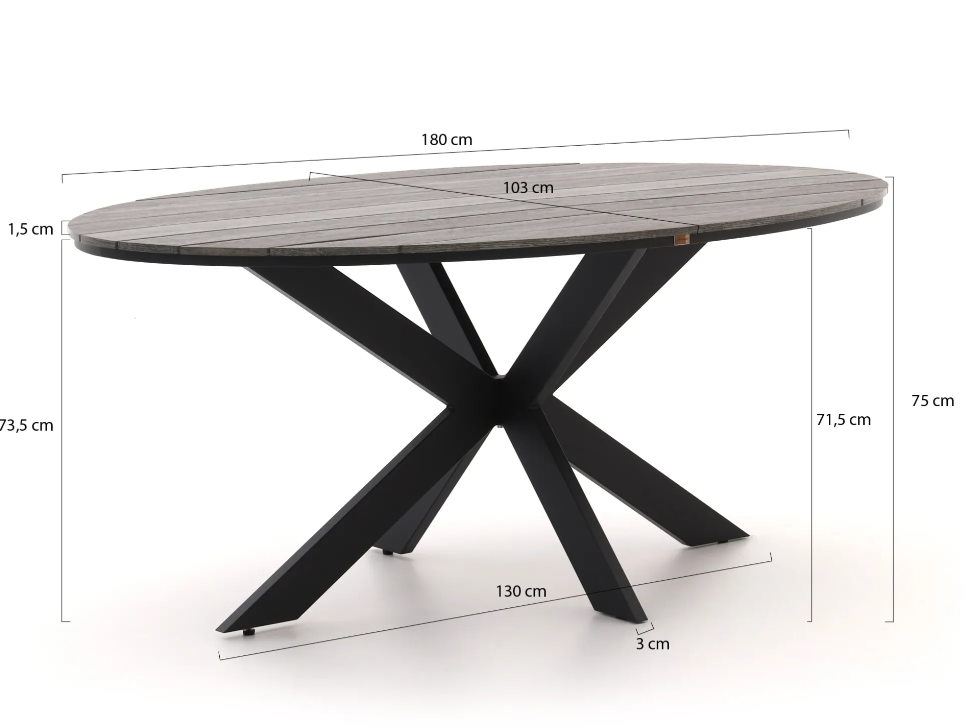 Manifesto Rivola/Fidenza ovaal 180cm dining tuinset 7-delig