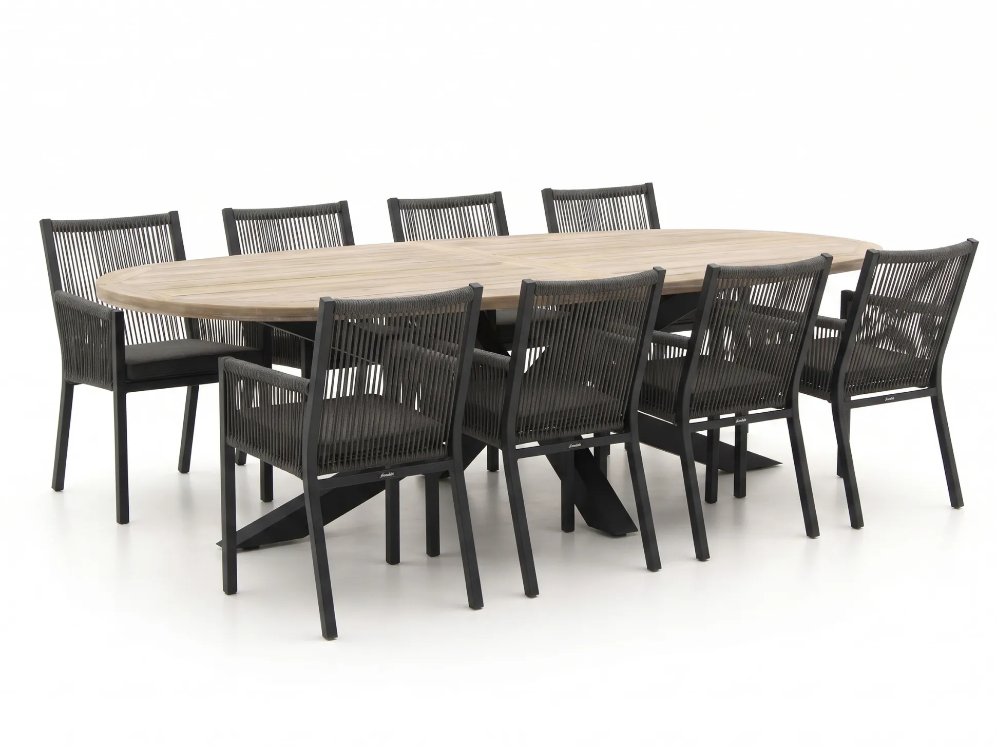 Manifesto Rivola/ROUGH-Y Ellips 280cm dining tuinset 9-delig