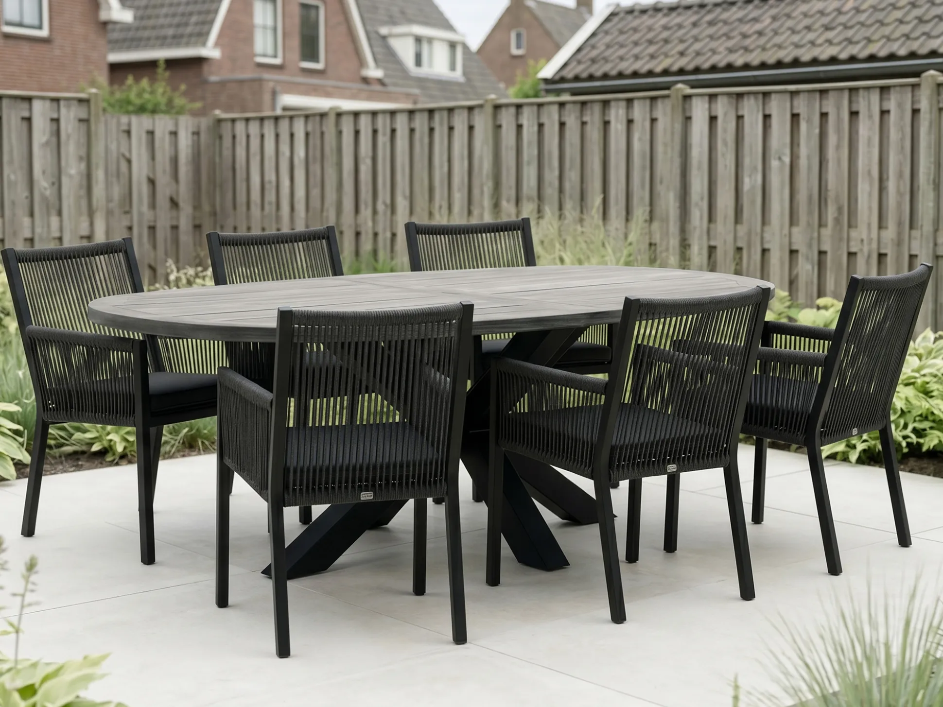 Manifesto Rivola/ROUGH-Y Ellips 240cm dining tuinset 7-delig