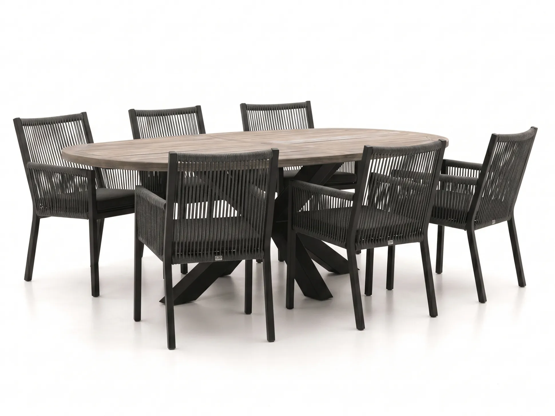 Manifesto Rivola/ROUGH-Y Ellips 240cm dining tuinset 7-delig