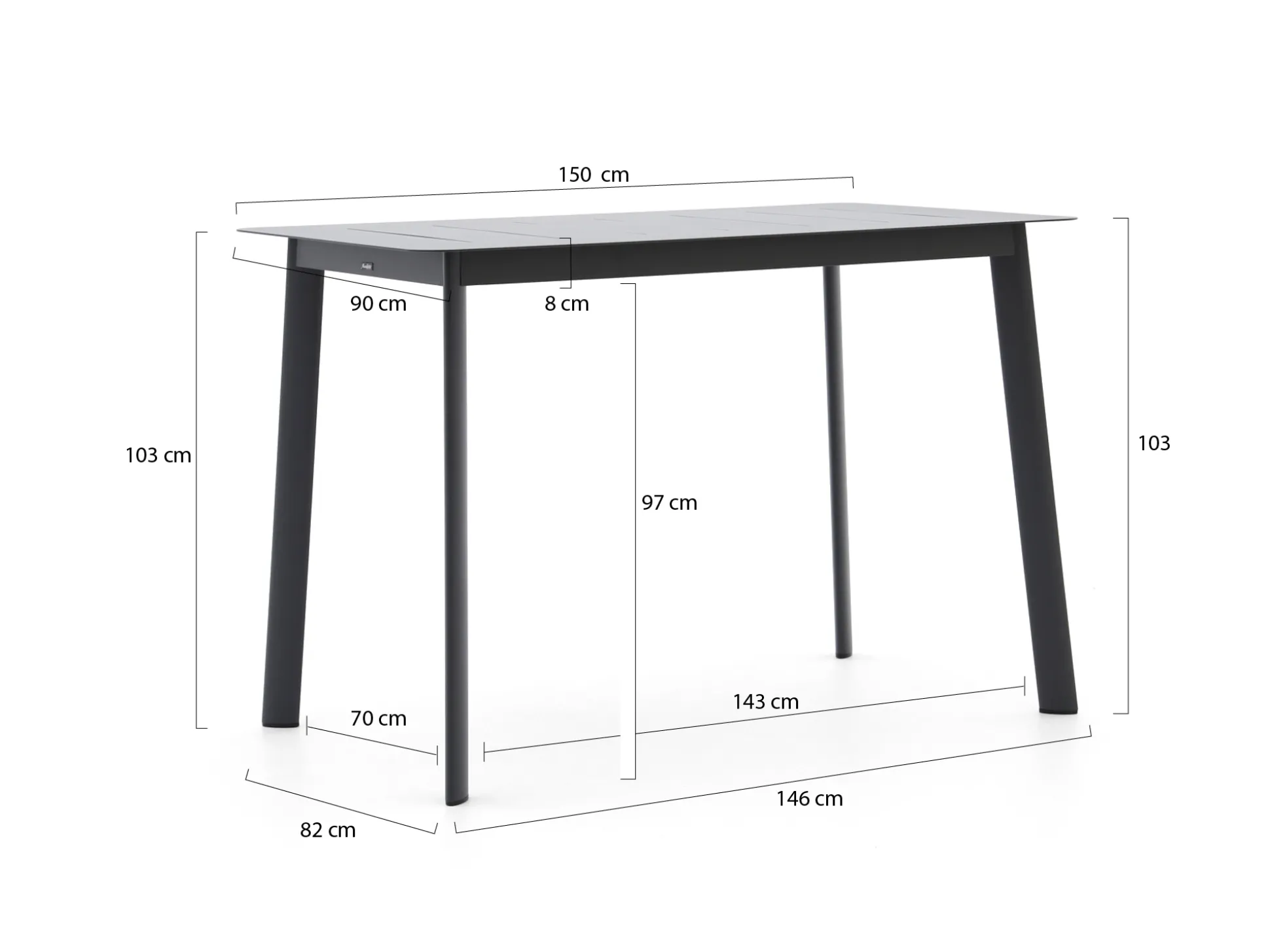 Manifesto Savio bartafel 150x90x103cm