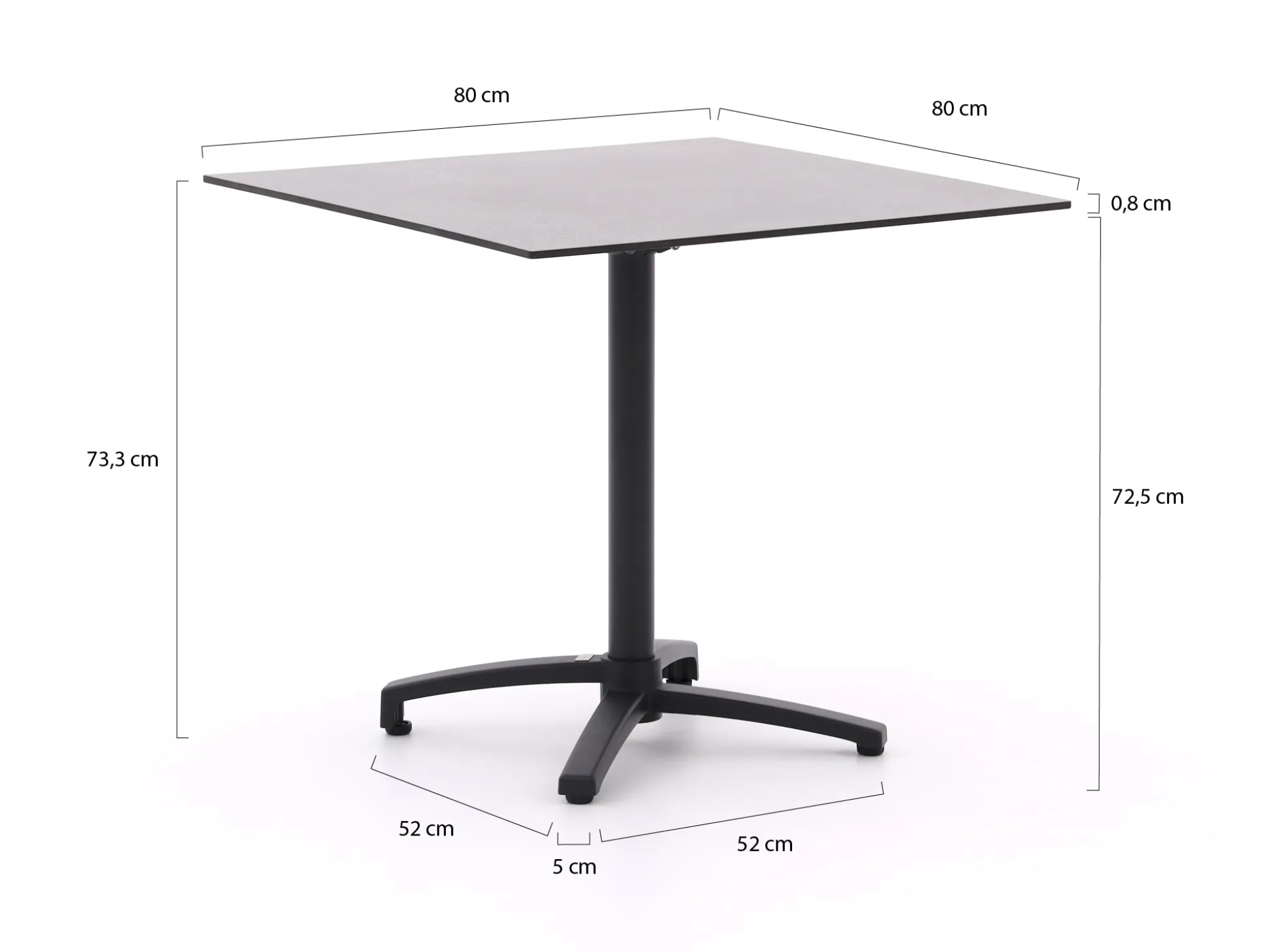 Manifesto Villongo/Canzo 80cm dining tuinset 5-delig stapelbaar inklapbaar