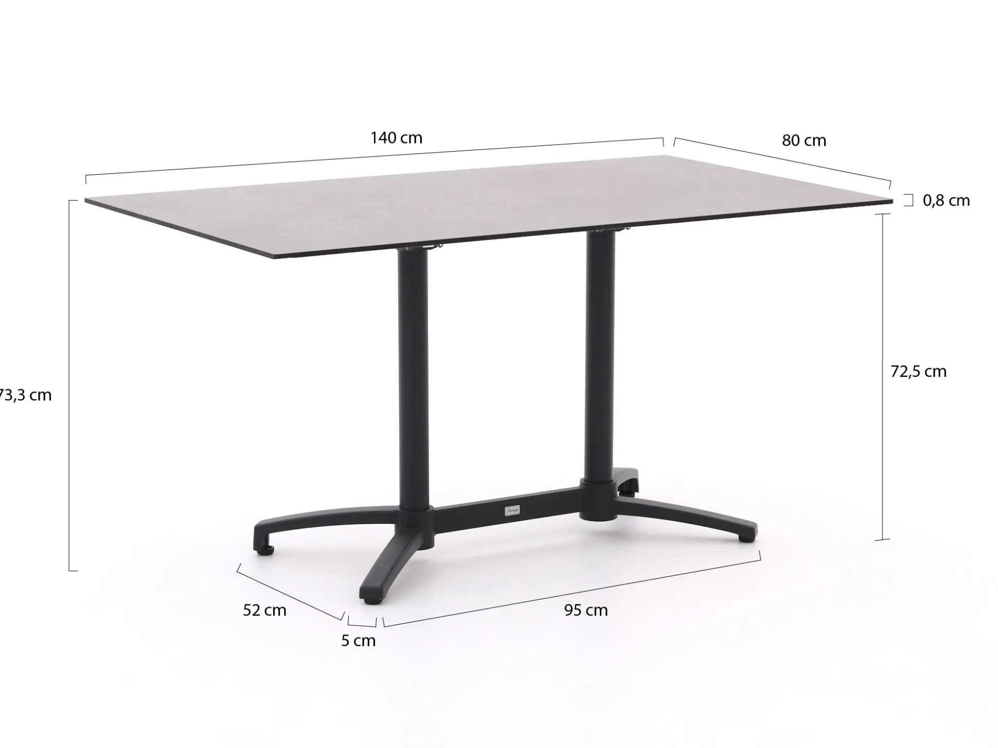 Manifesto Villongo/Canzo 140cm dining tuinset 5-delig stapelbaar inklapbaar