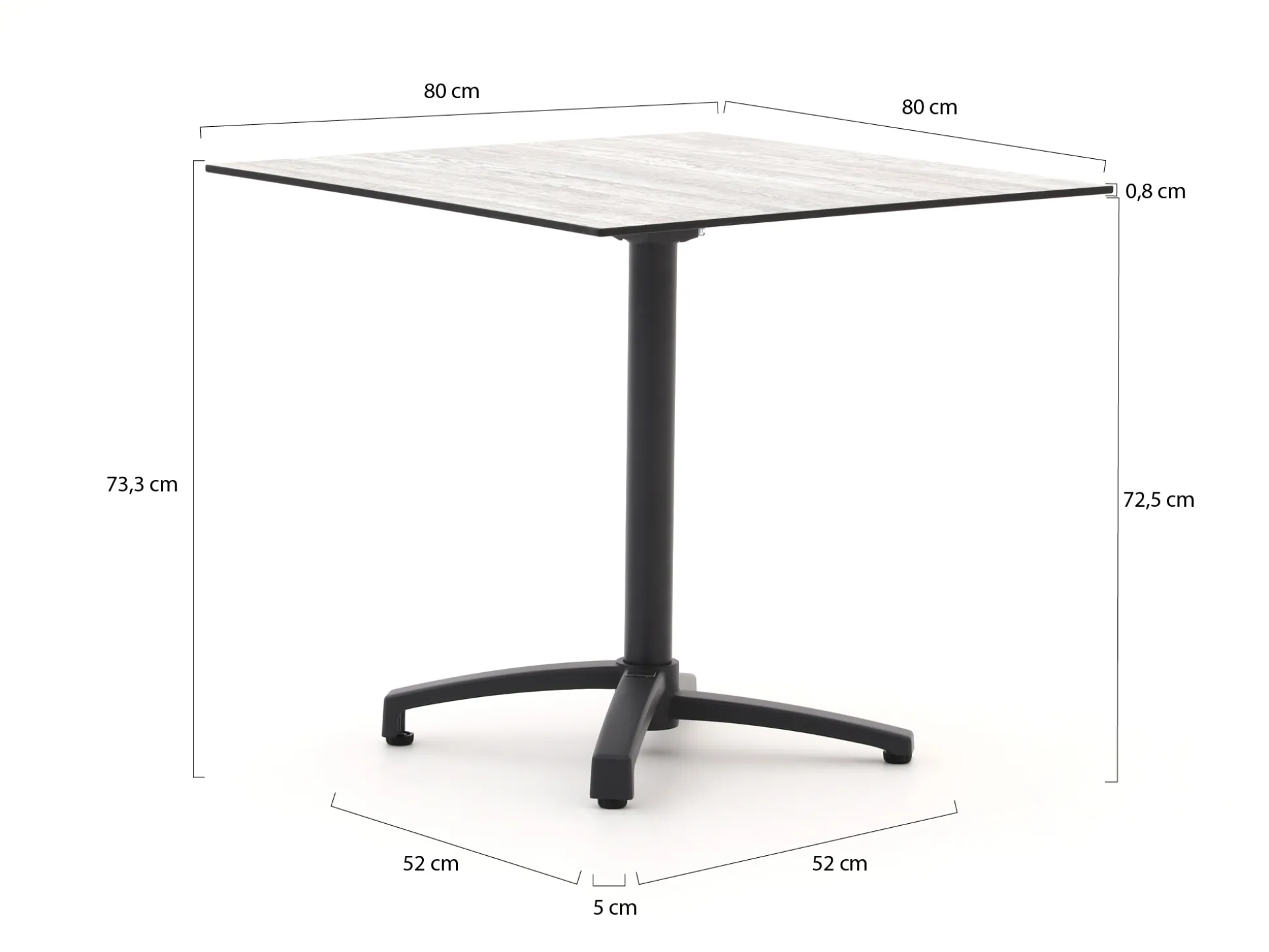Manifesto Villongo/Canzo 80cm dining tuinset 5-delig stapelbaar inklapbaar