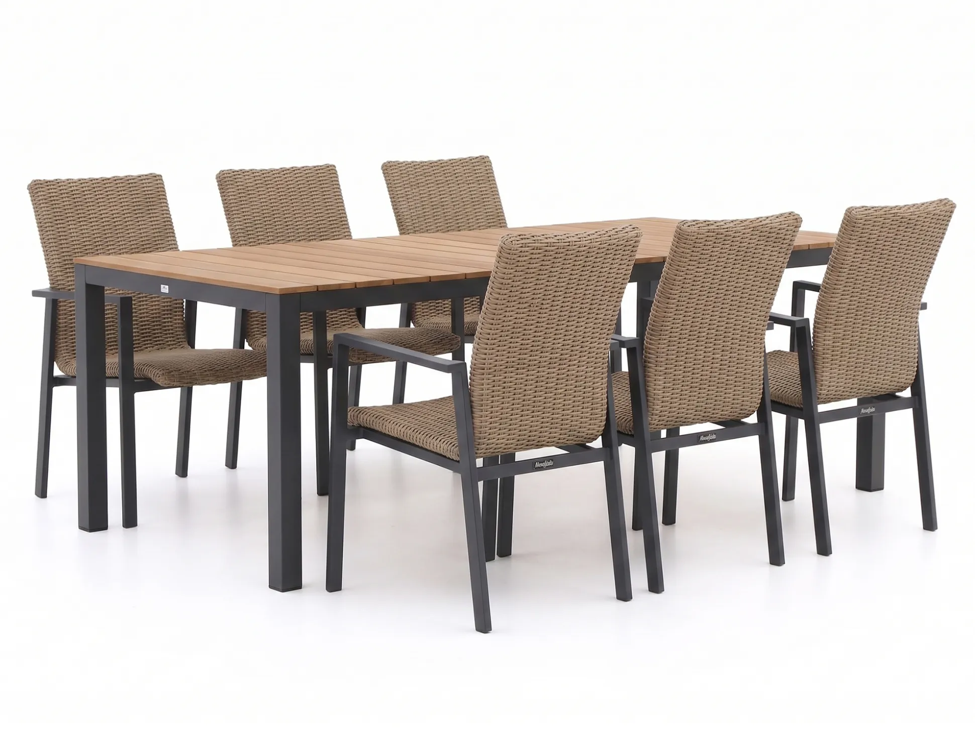 Manifesto Villongo/Fidenza 220cm dining tuinset 7-delig stapelbaar