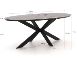 Manifesto Villongo/Fidenza ovaal 220cm dining tuinset 7-delig stapelbaar