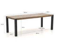 Manifesto Villongo/ROUGH-S 220cm dining tuinset 7-delig stapelbaar