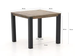 Manifesto Villongo/ROUGH-S 90cm dining tuinset 3-delig stapelbaar