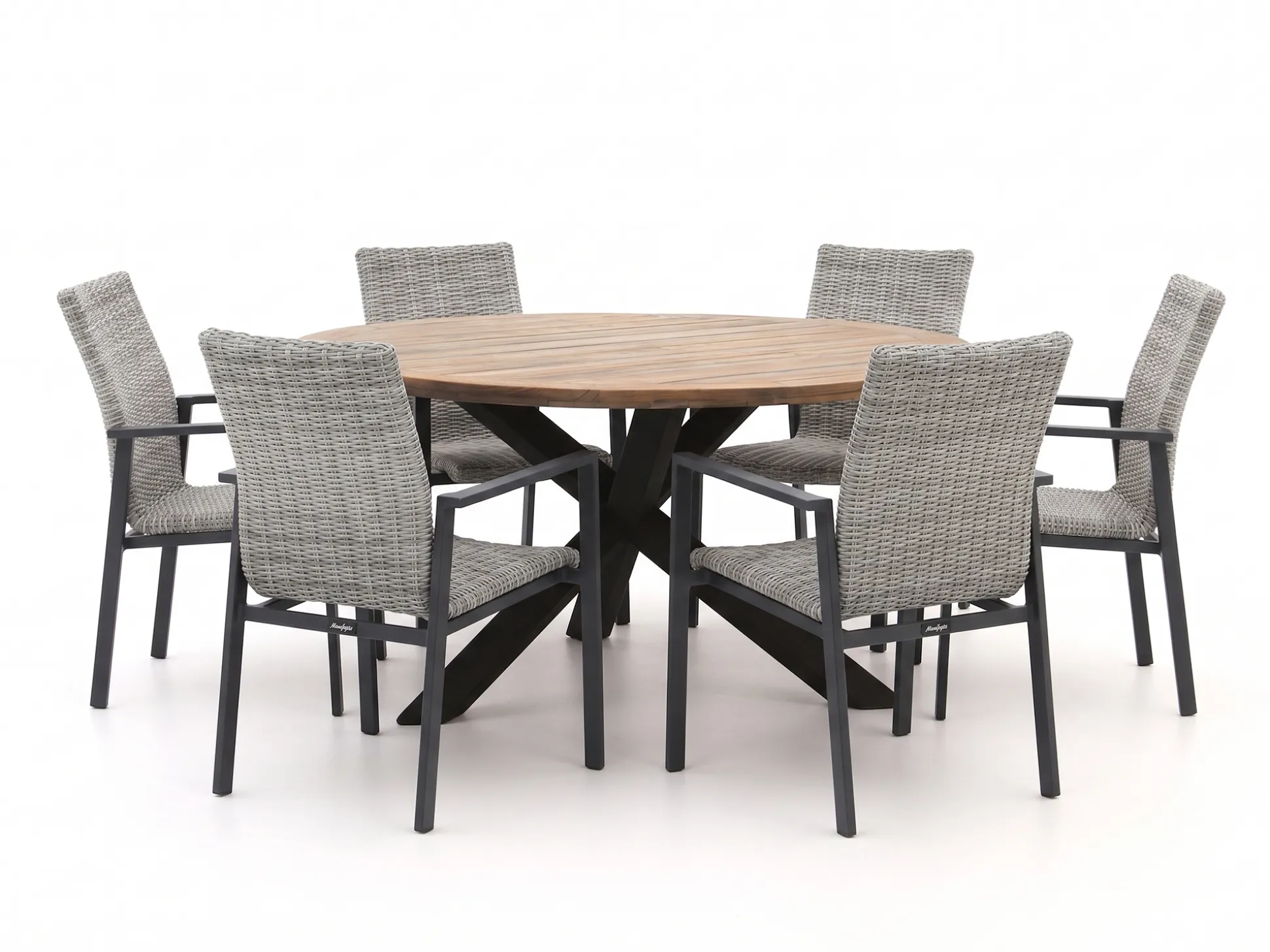 Manifesto Villongo/ROUGH-Y ø150cm dining tuinset 7-delig stapelbaar