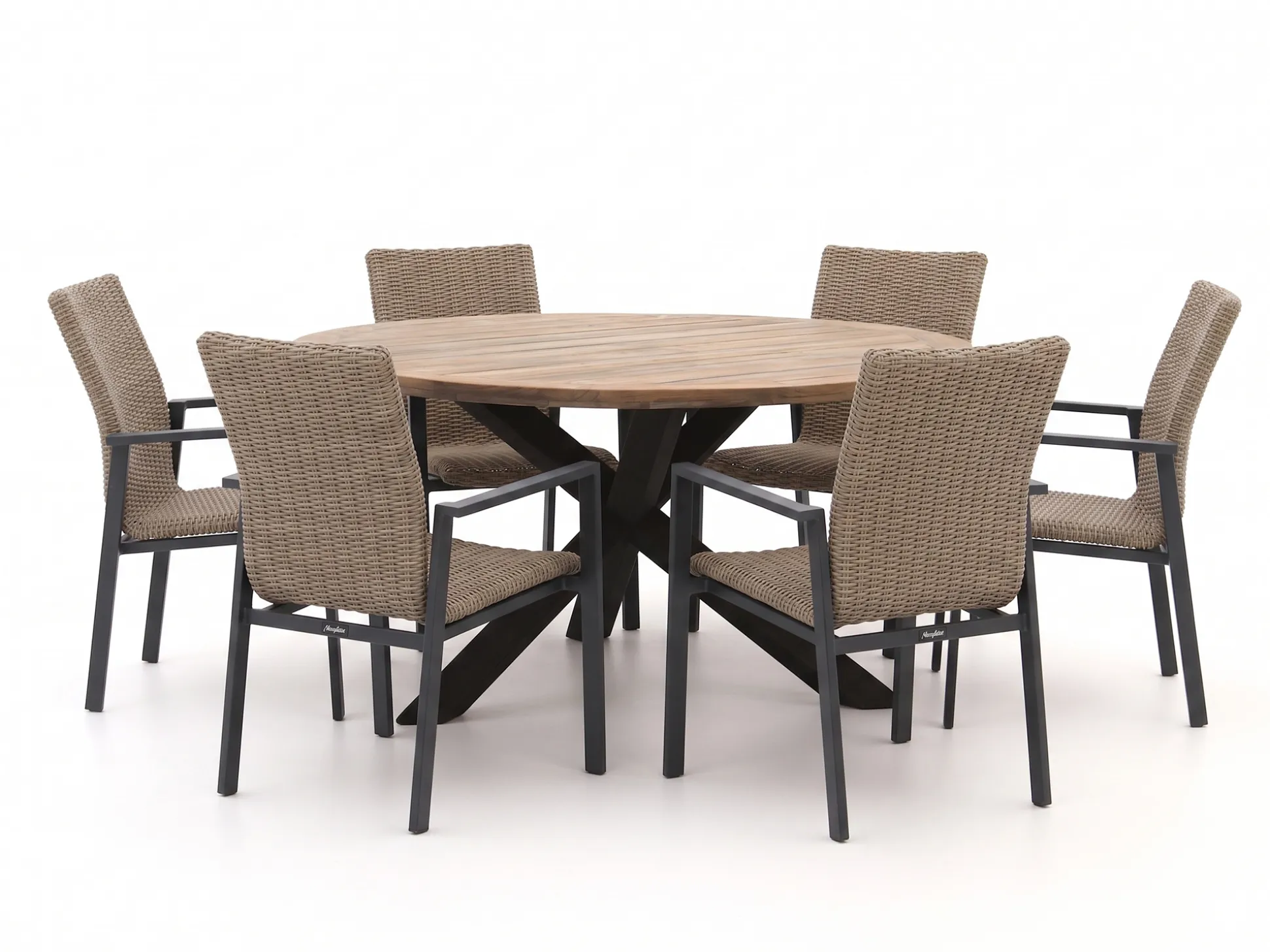 Manifesto Villongo/ROUGH-Y ø150cm dining tuinset 7-delig stapelbaar