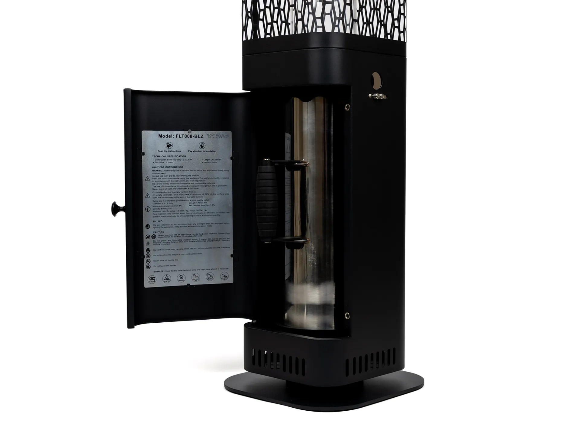 Monti HeatLine Blaze pellet terrasverwarmer 26x26x95cm