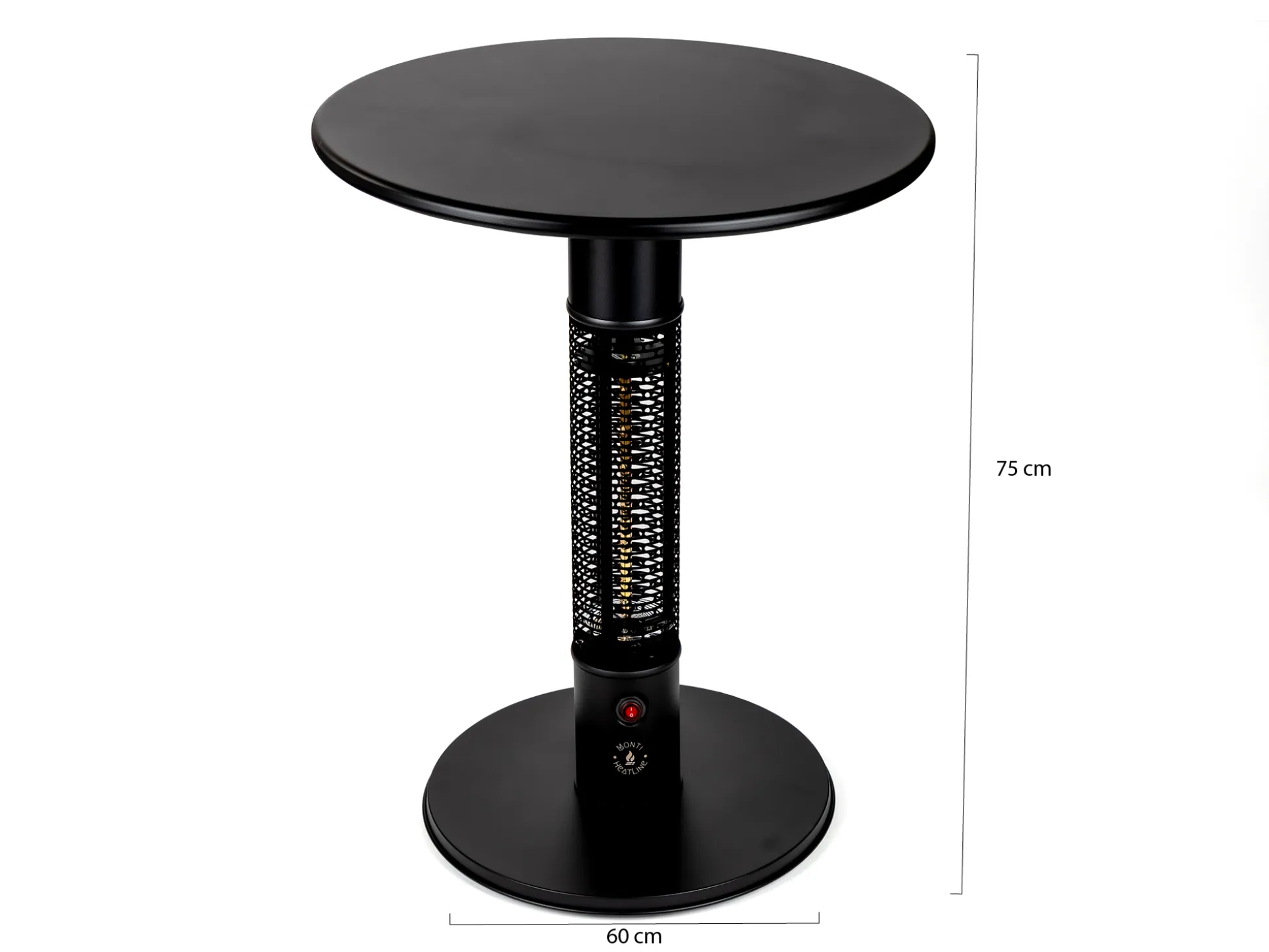 Monti HeatLine Pulse tafel met terrasverwarmer 1500W ø60cm (h: 75cm)
