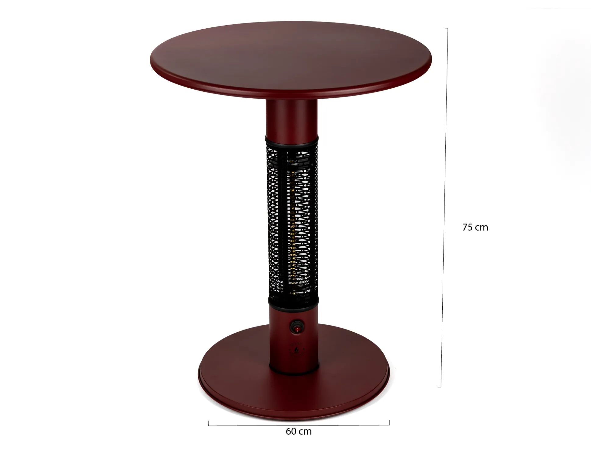 Monti HeatLine Pulse tafel met terrasverwarmer 1500W ø60cm (h: 75cm)