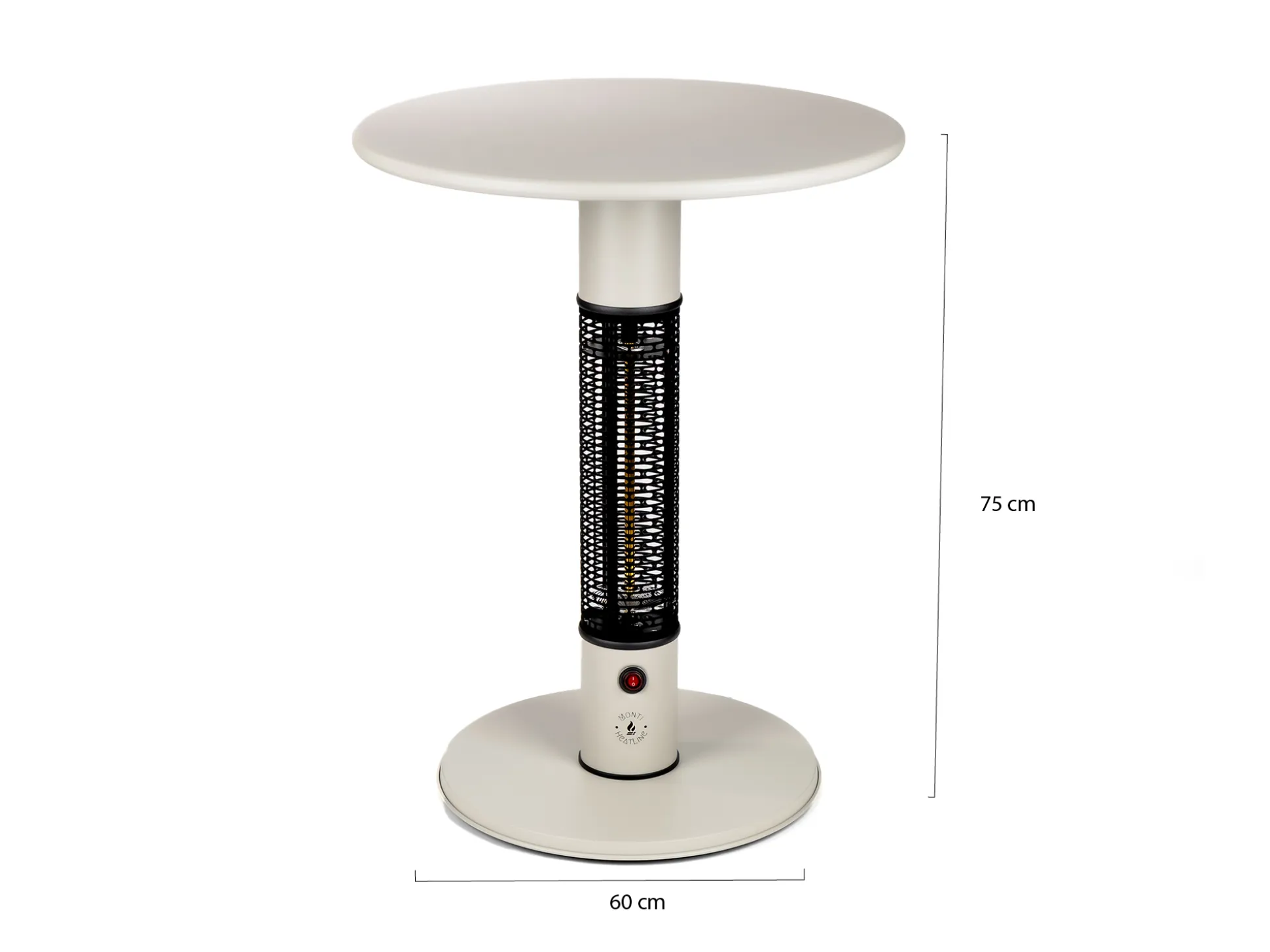 Monti HeatLine Pulse tafel met terrasverwarmer 1500W ø60cm (h: 75cm)