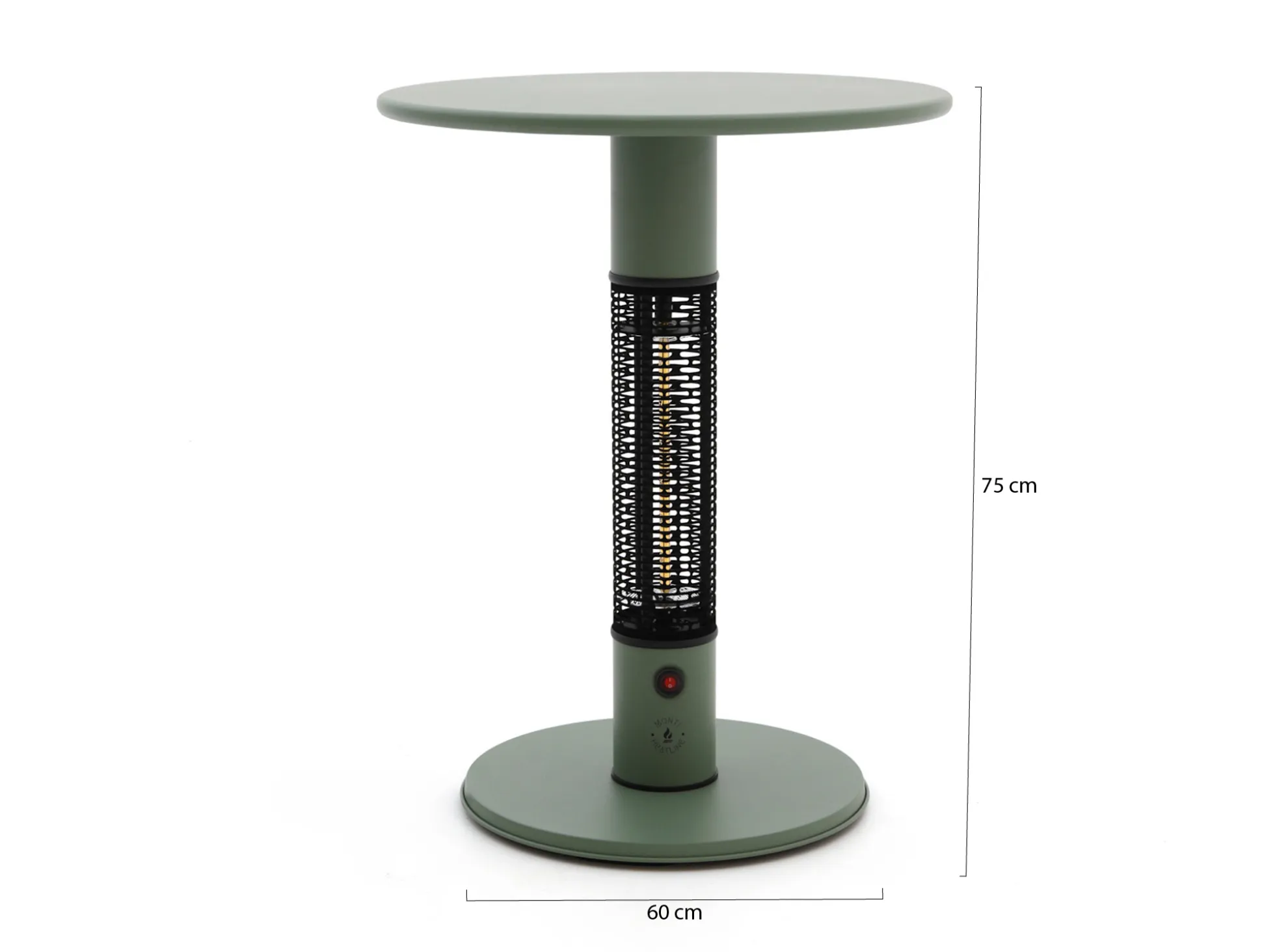 Monti HeatLine Pulse tafel met terrasverwarmer 1500W ø60cm (h: 75cm)