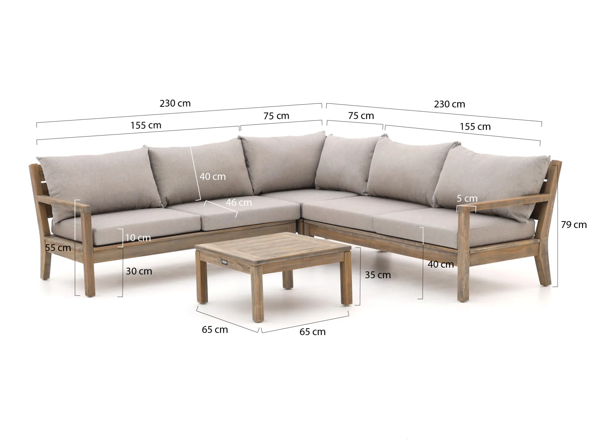 ROUGH Batang hoek loungeset 4-delig