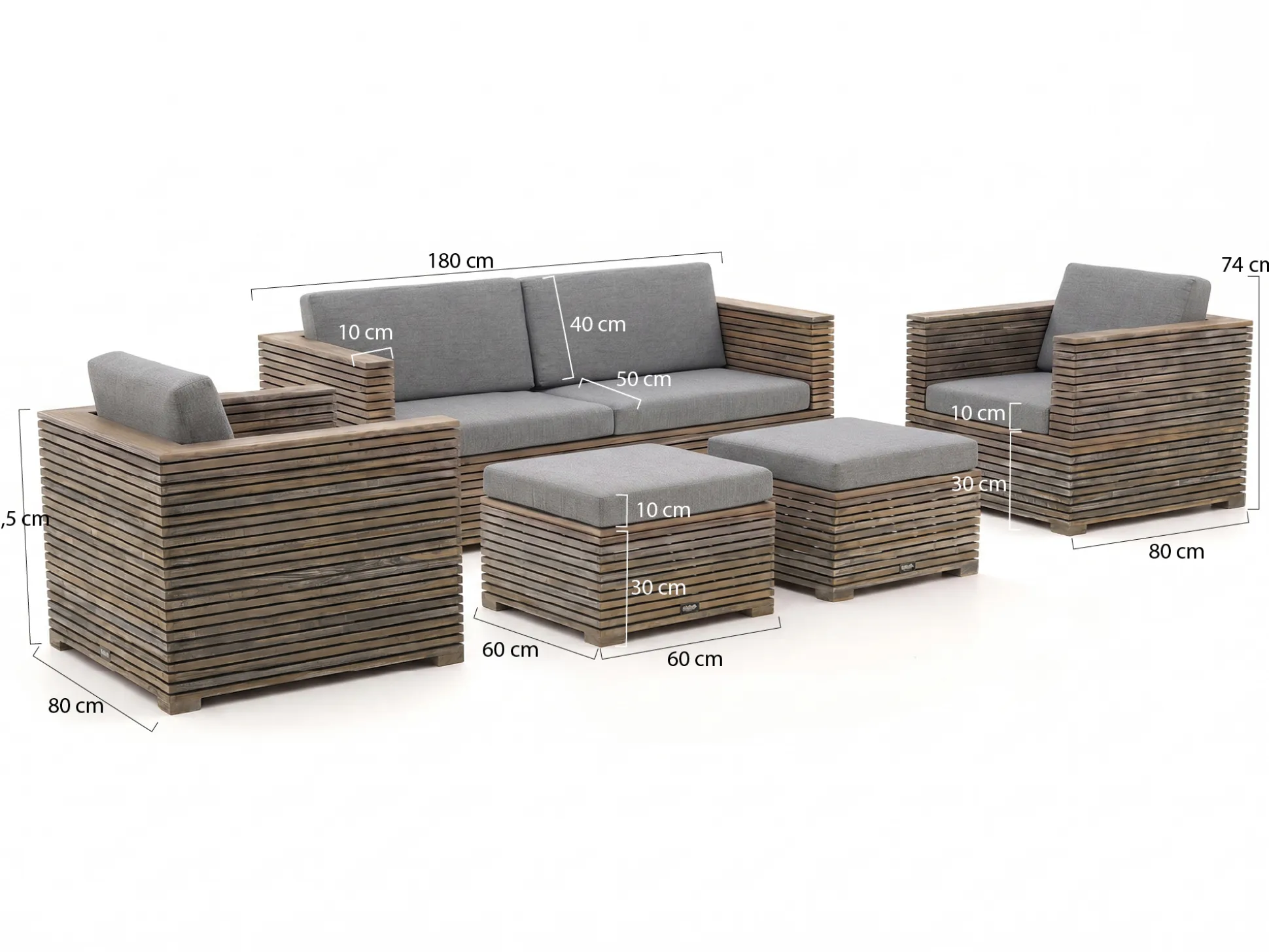 ROUGH-C stoel-bank loungeset 5-delig