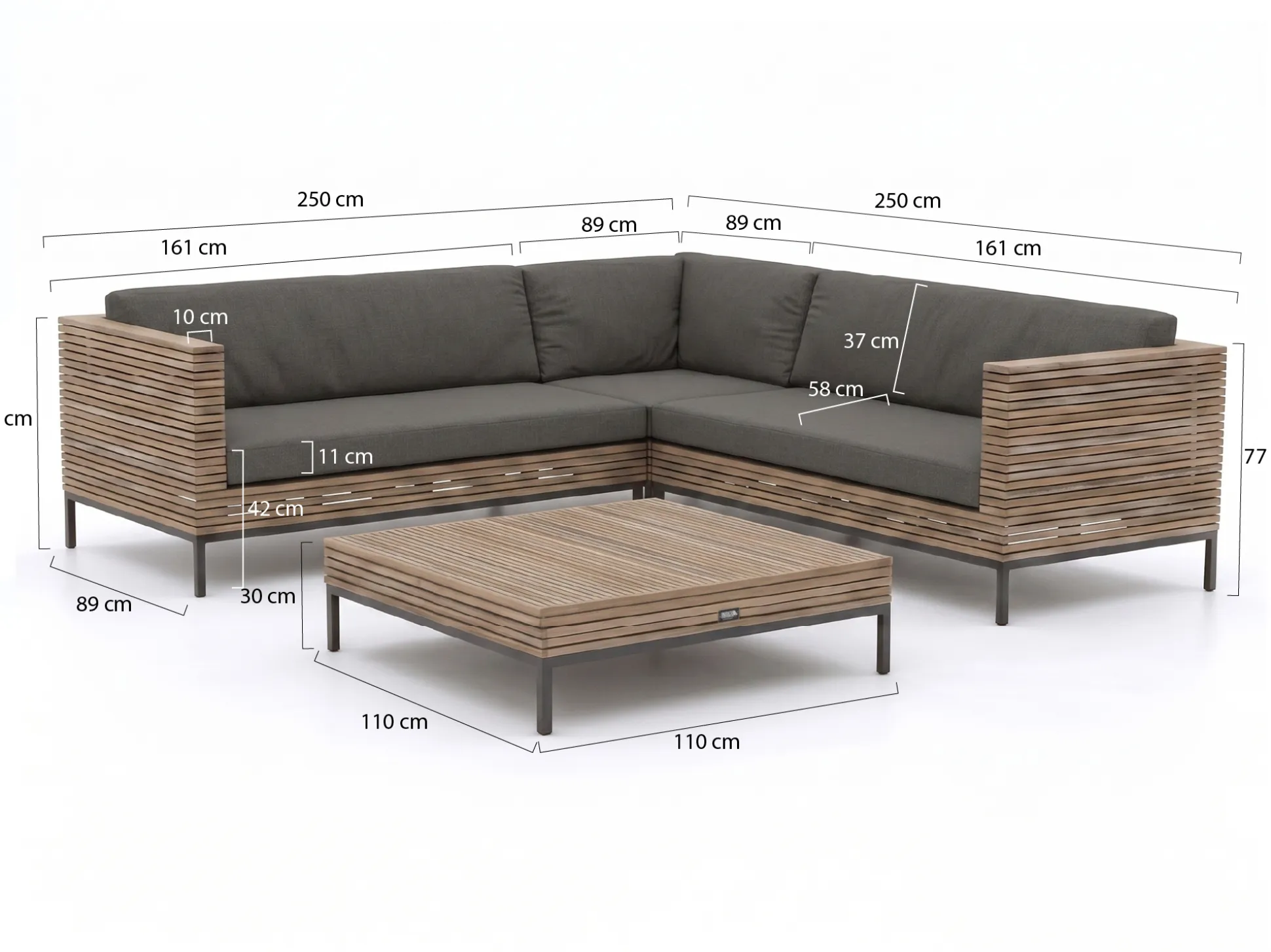 ROUGH-D hoek loungeset 4-delig 5-zits