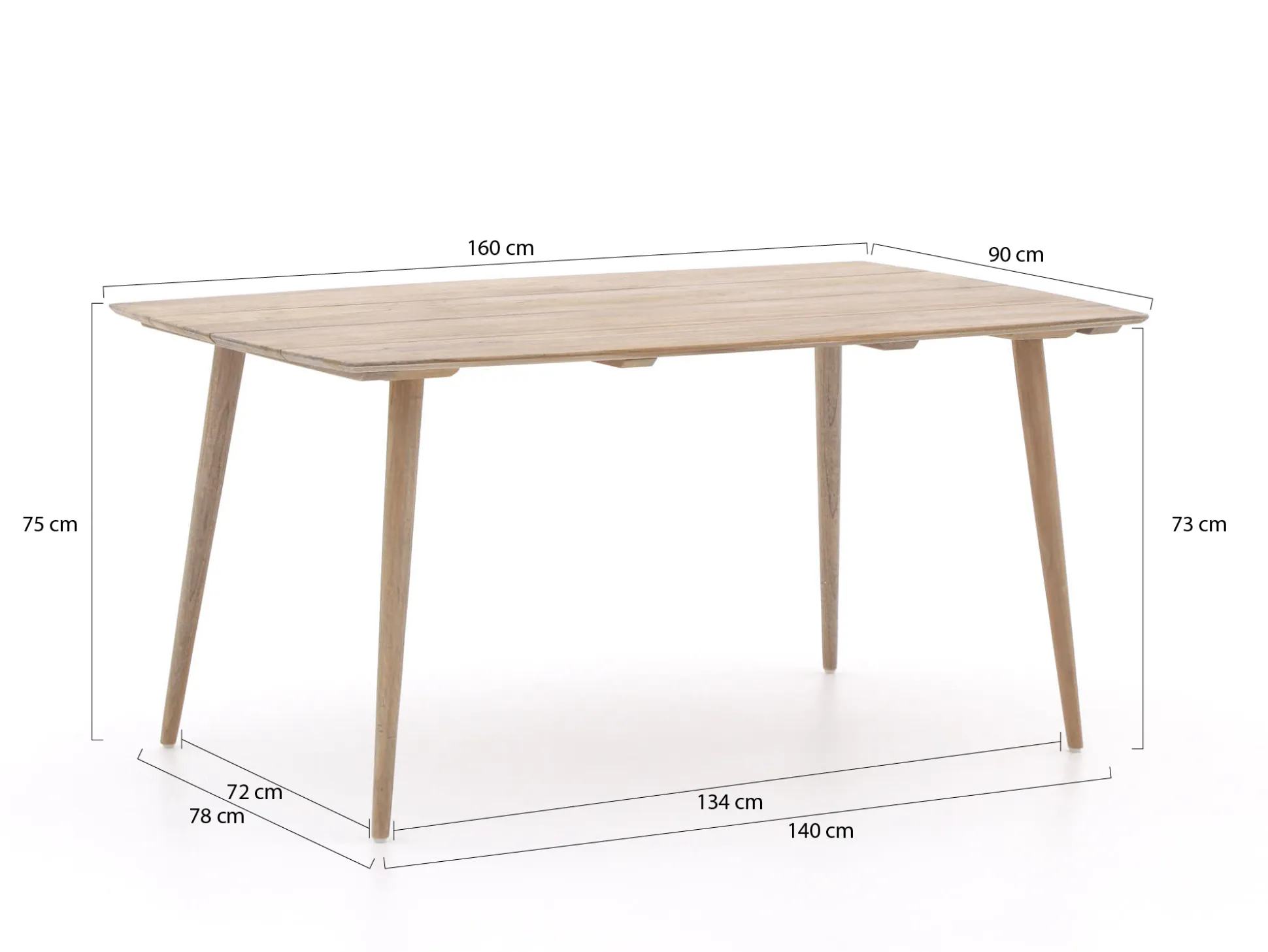 ROUGH-K dining tuintafel 160x90x75cm