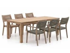 ROUGH-L Rope/ROUGH-S 220cm dining tuinset 7-delig stapelbaar