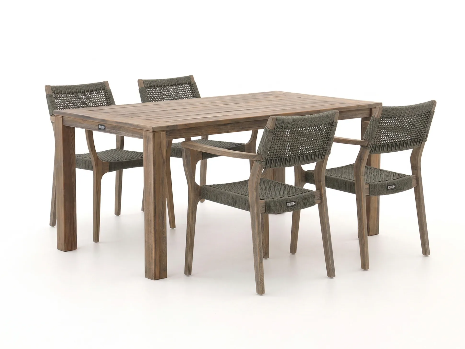 ROUGH-L Rope/ROUGH-S 160cm dining tuinset 5-delig stapelbaar