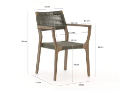 ROUGH-L Rope/ROUGH-S 160cm dining tuinset 5-delig stapelbaar
