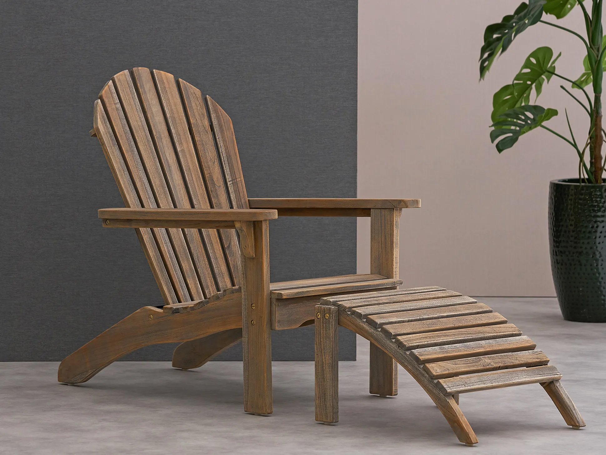 ROUGH-S Adirondack lounge tuinstoel met voetenbank
