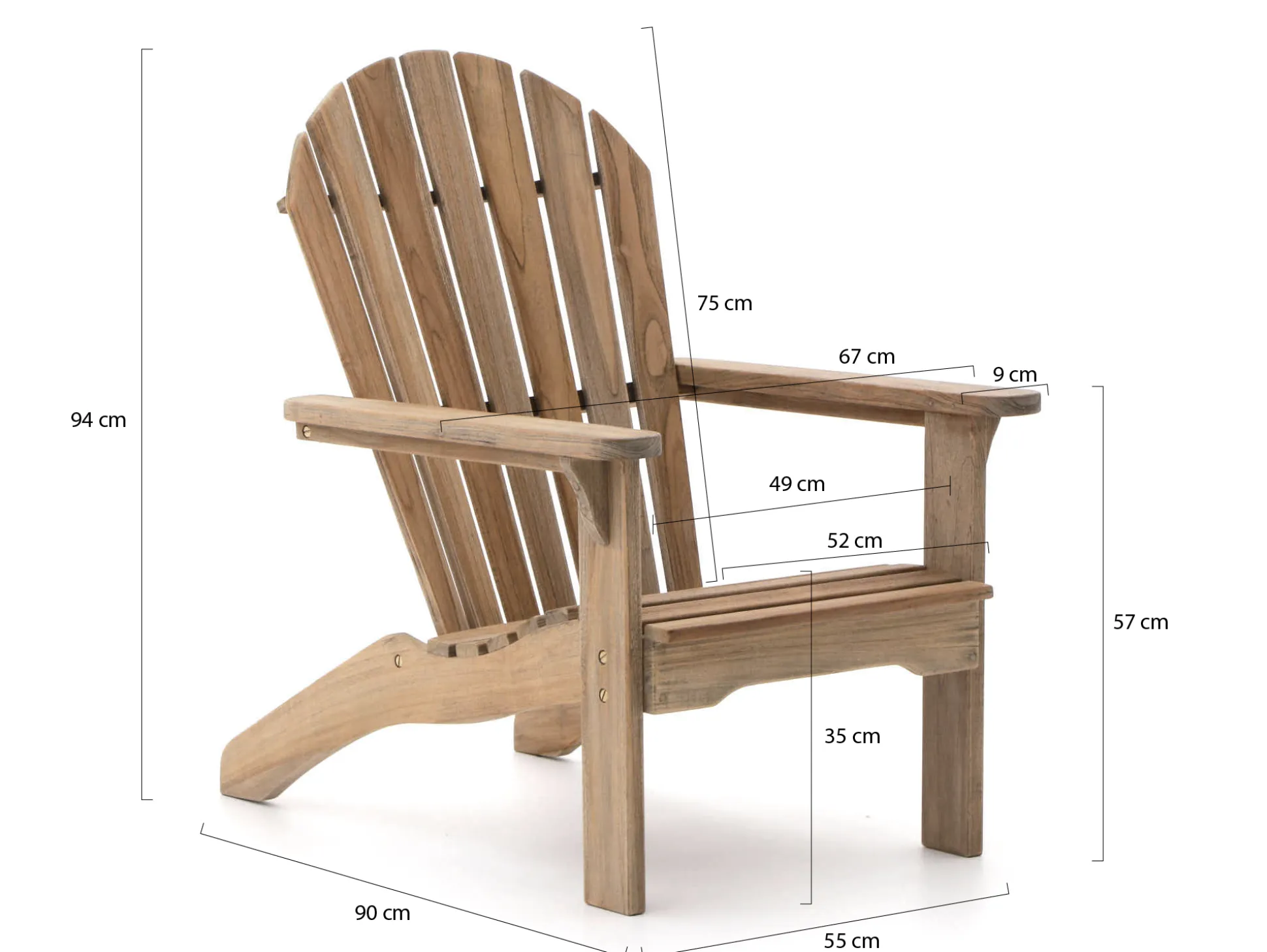 ROUGH-S Adirondack lounge tuinstoel met voetenbank