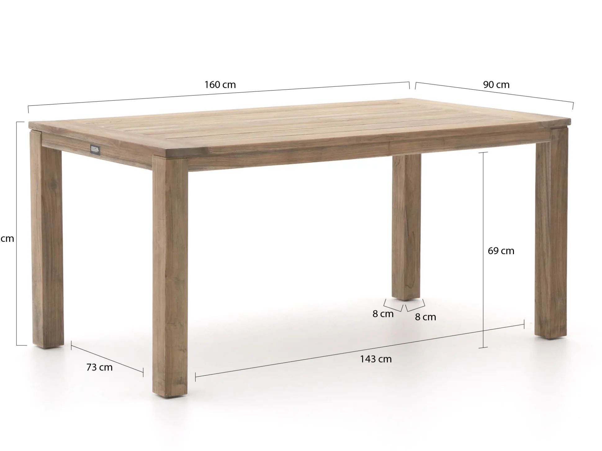 ROUGH-S dining tuinset 160cm 5-delig stapelbaar