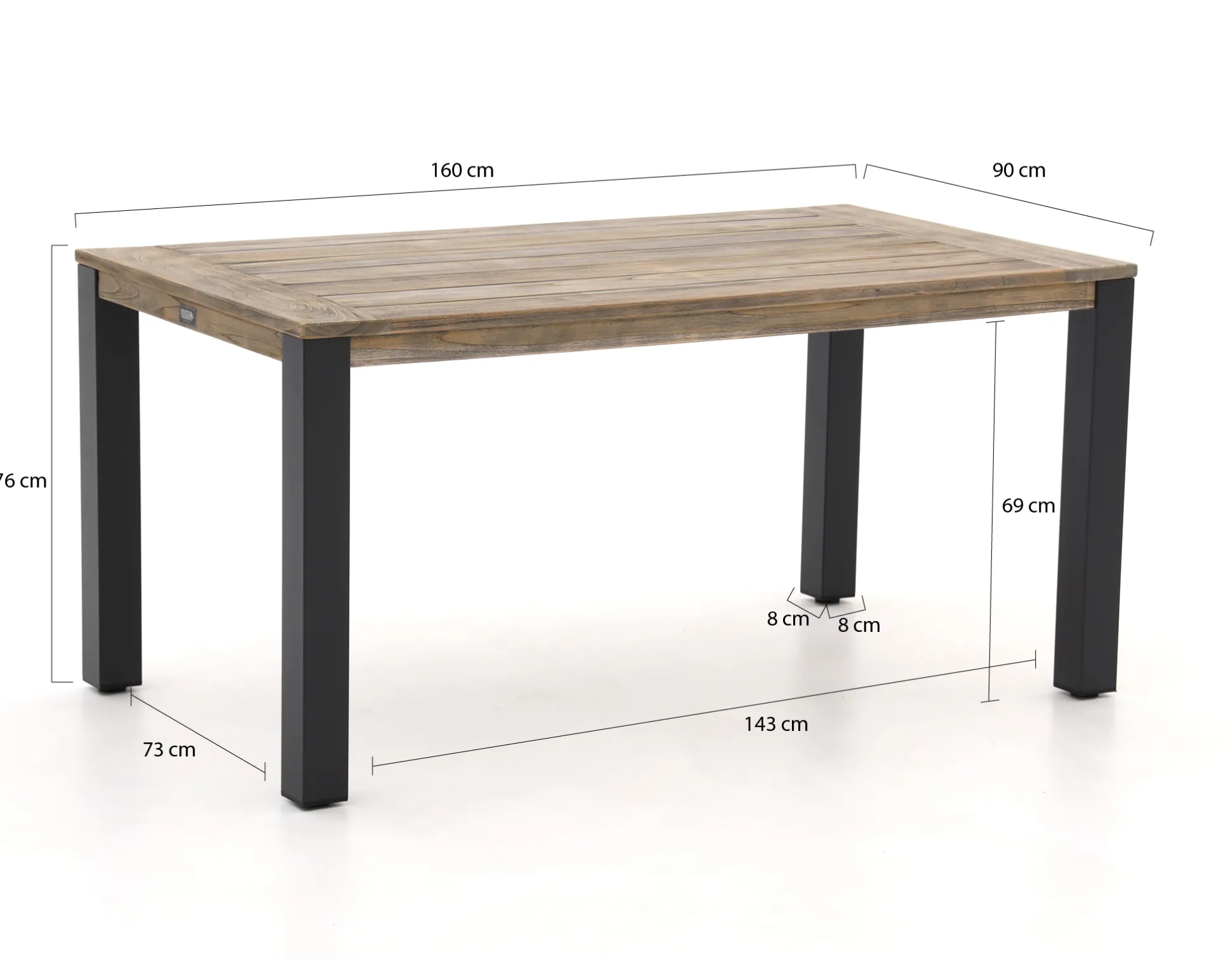 ROUGH-S dining tuintafel 160x90x76cm