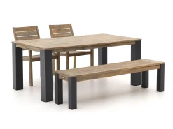 ROUGH-S/ROUGH-X 180cm dining tuinset met bank 4-delig stapelbaar