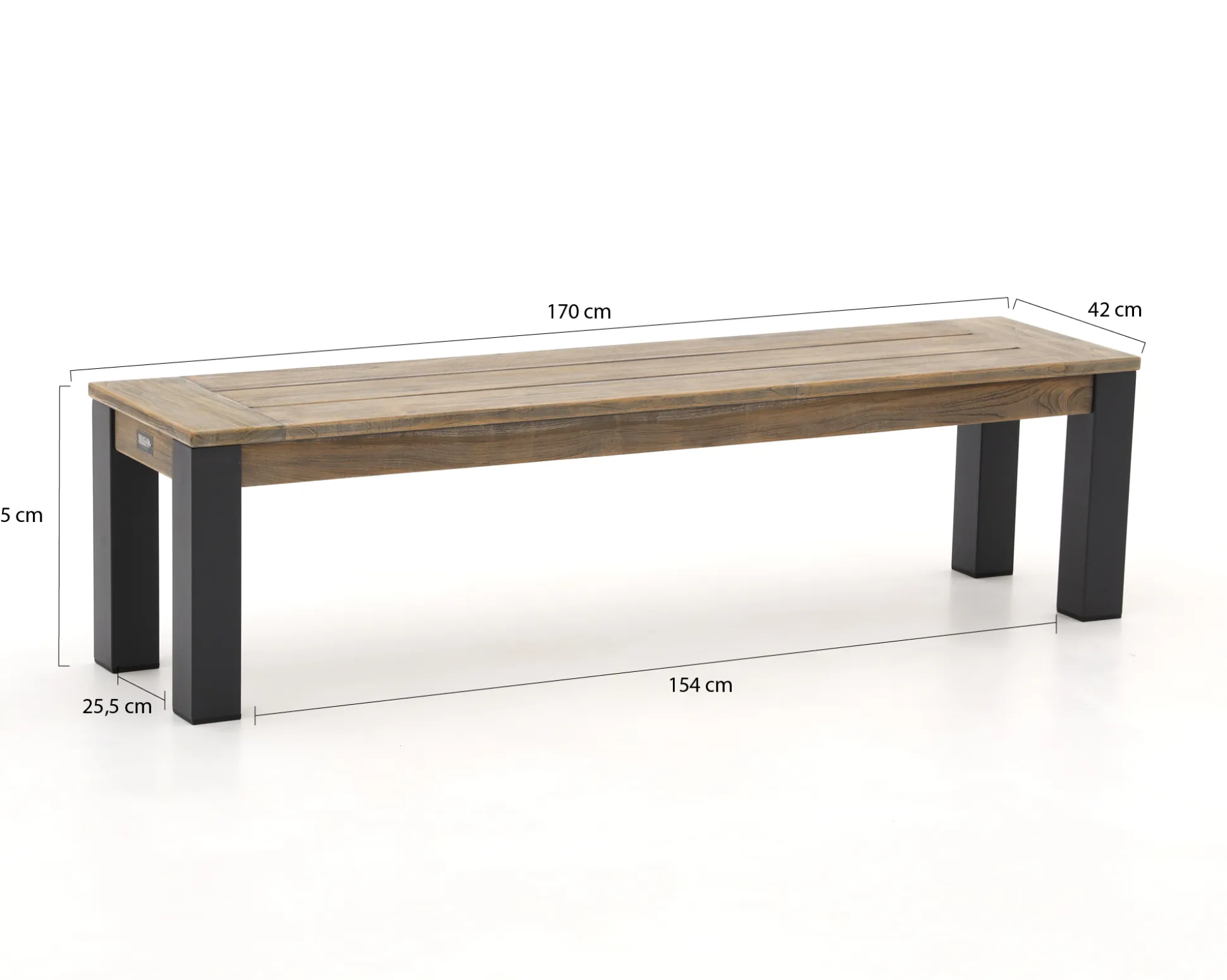 ROUGH-S/ROUGH-X 180cm dining tuinset met bank 4-delig stapelbaar