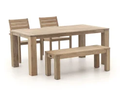 ROUGH-S/ROUGH-X 180cm dining tuinset met bank 4-delig stapelbaar