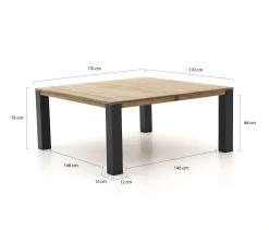 ROUGH-X dining tuintafel 170x170x76cm