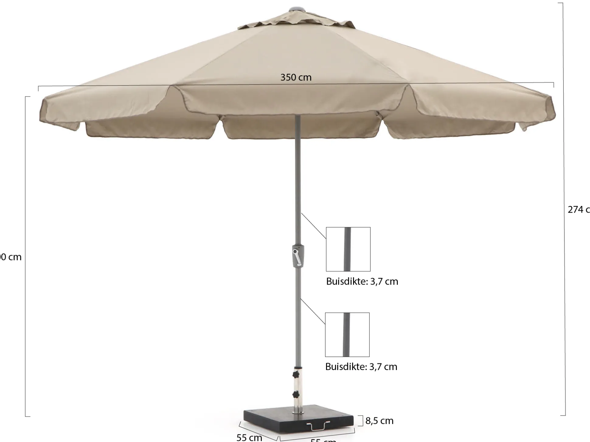 Shadowline Aruba parasol ø 350cm
