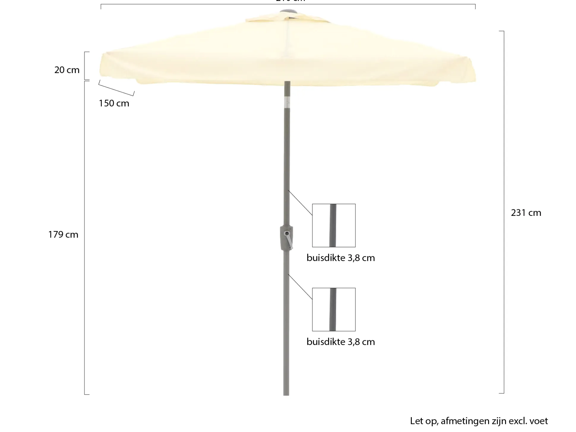 Shadowline Aruba parasol 210x150cm