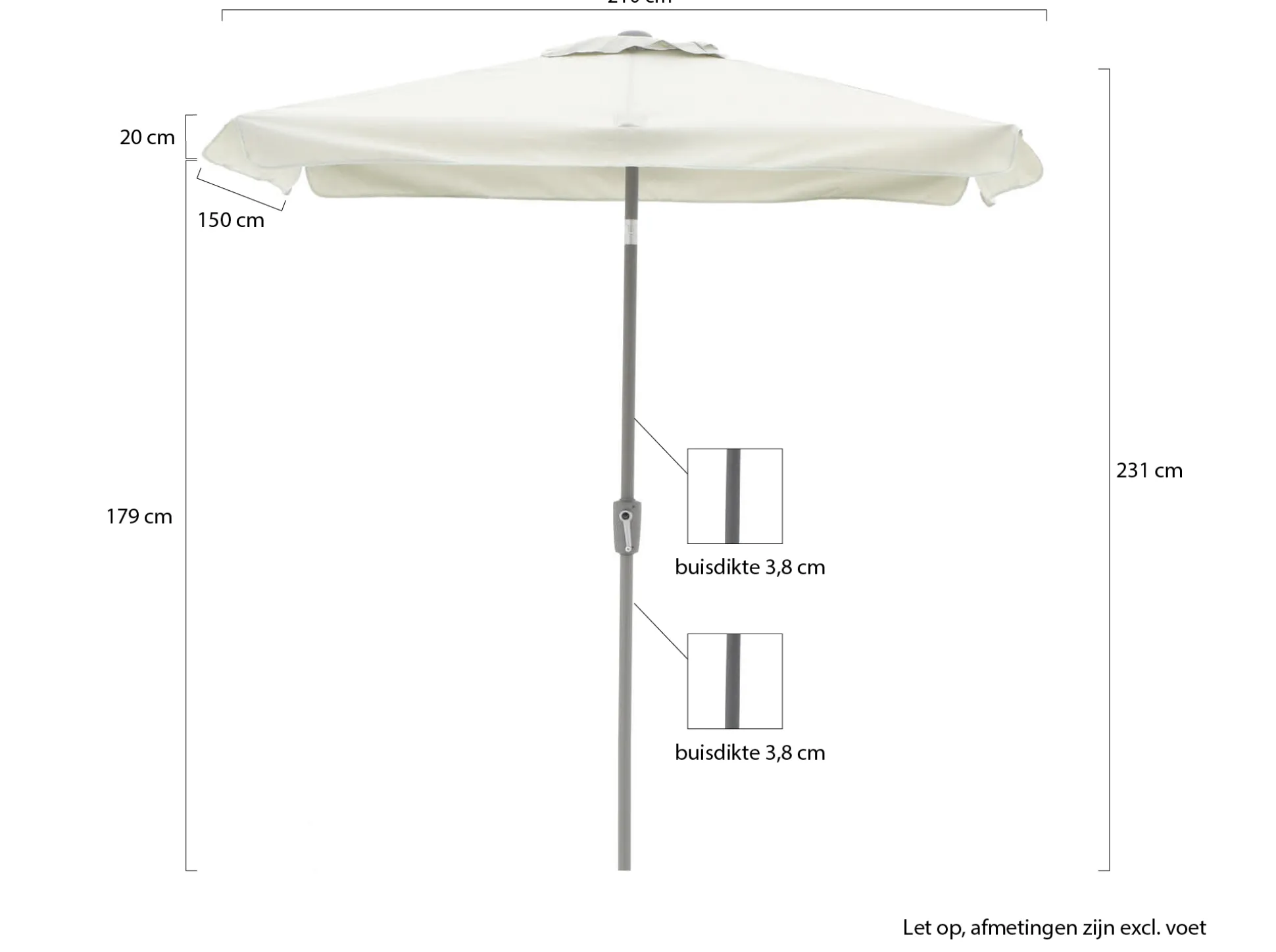 Shadowline Aruba parasol 210x150cm