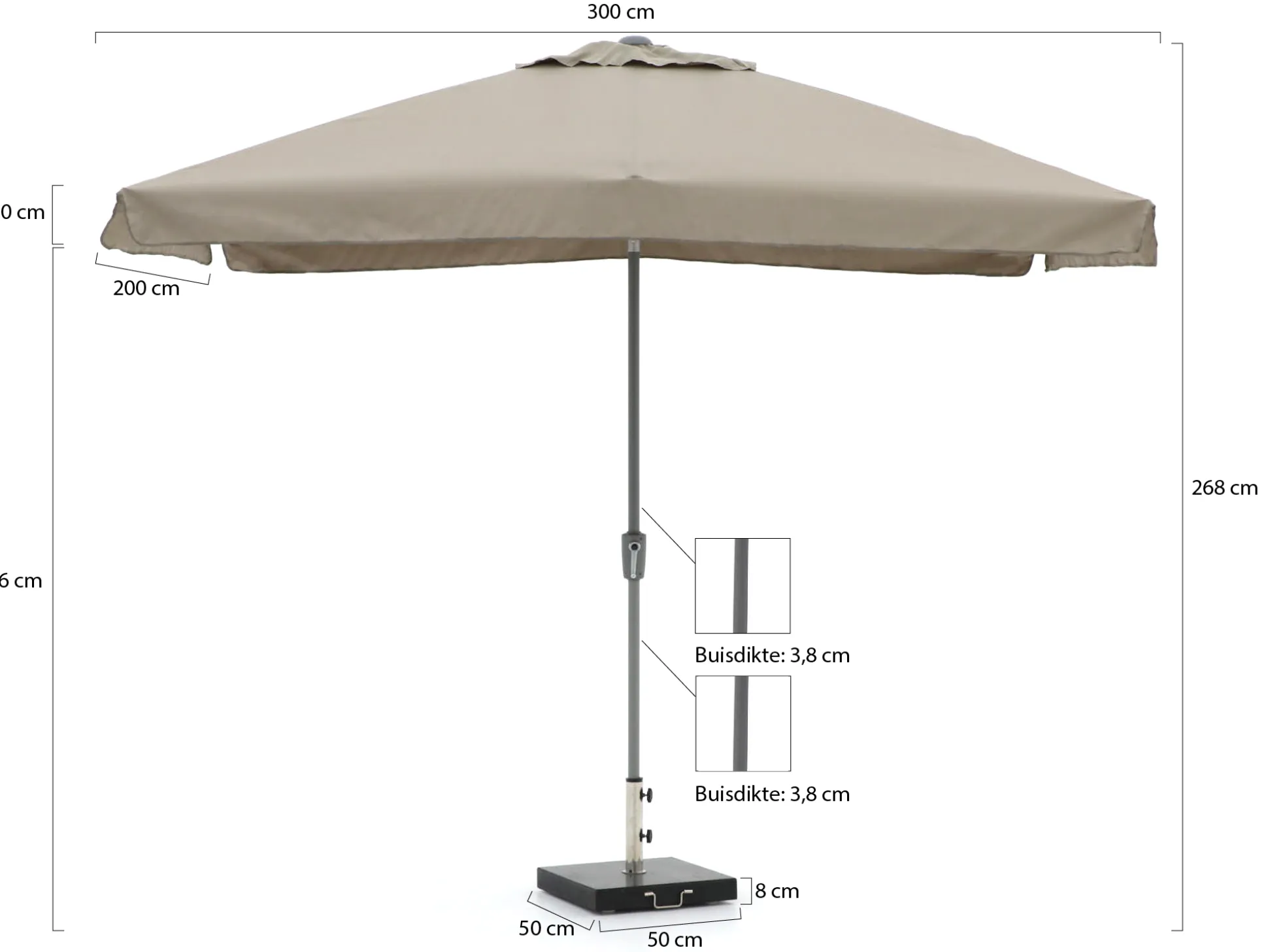Shadowline Aruba parasol 300x200cm