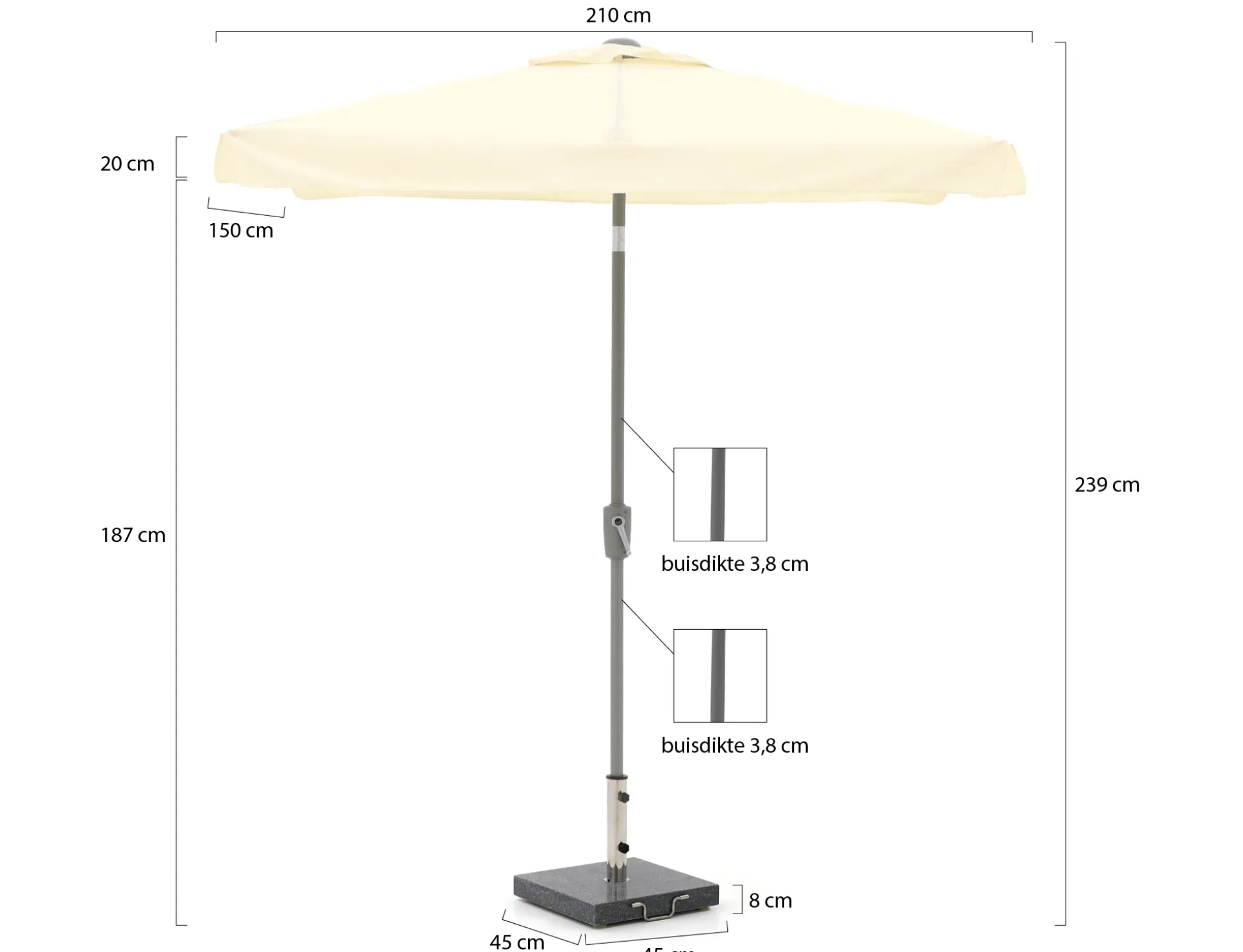 Shadowline Aruba parasol 210x150cm