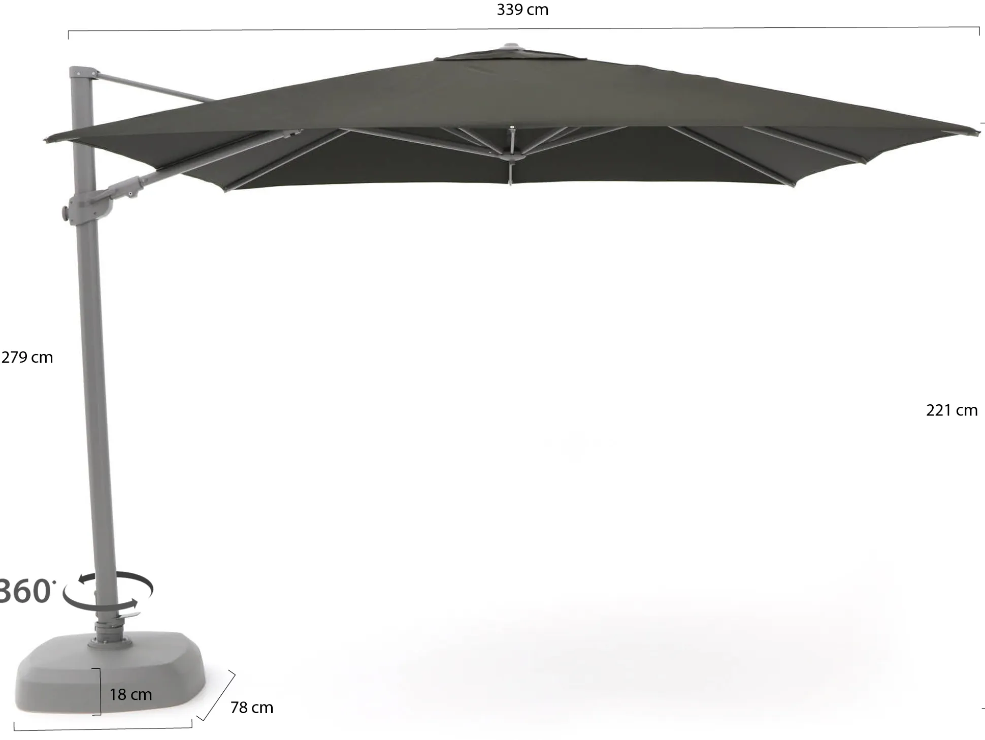 Shadowline Austin zweefparasol 300x300cm