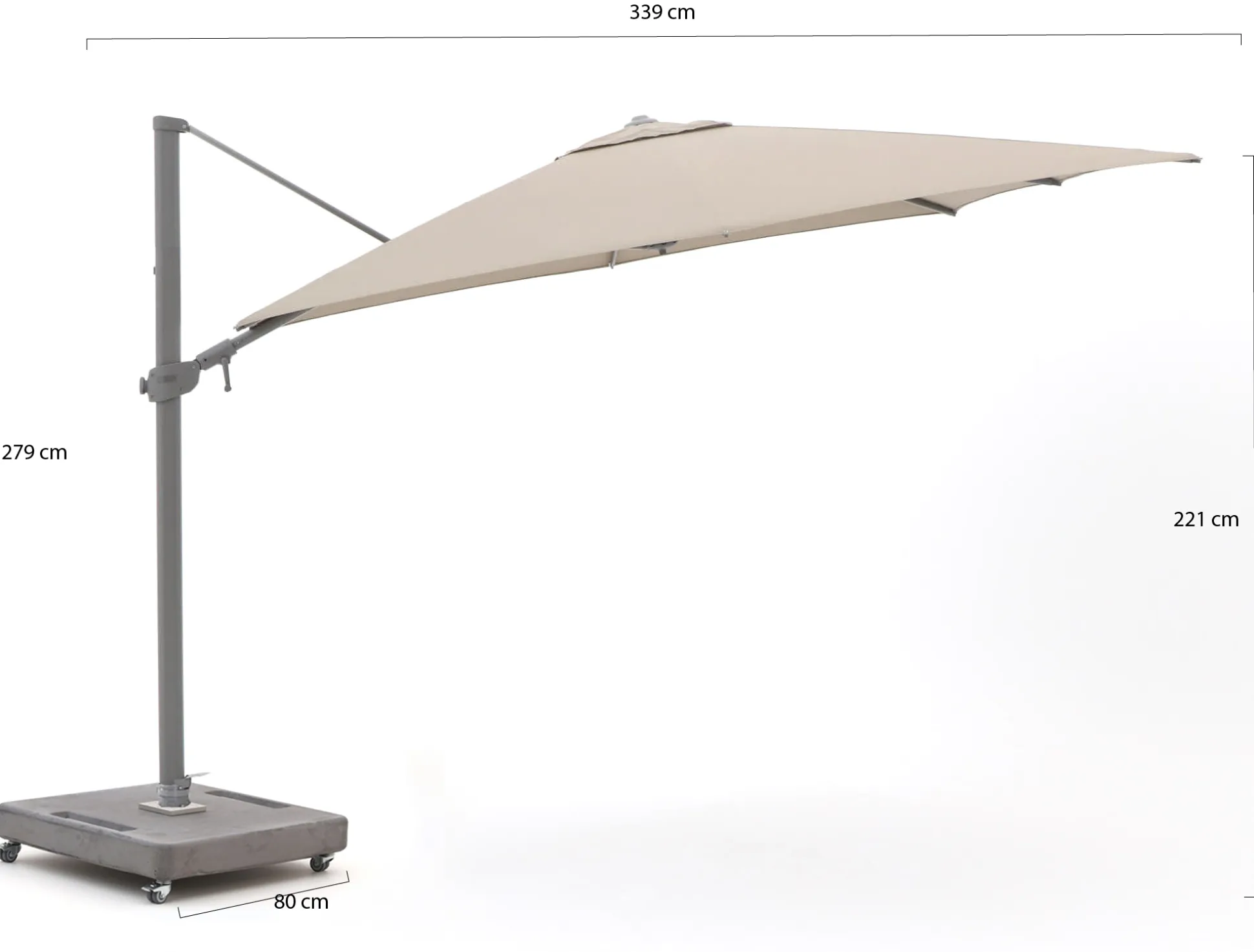 Shadowline Austin zweefparasol 300x300cm