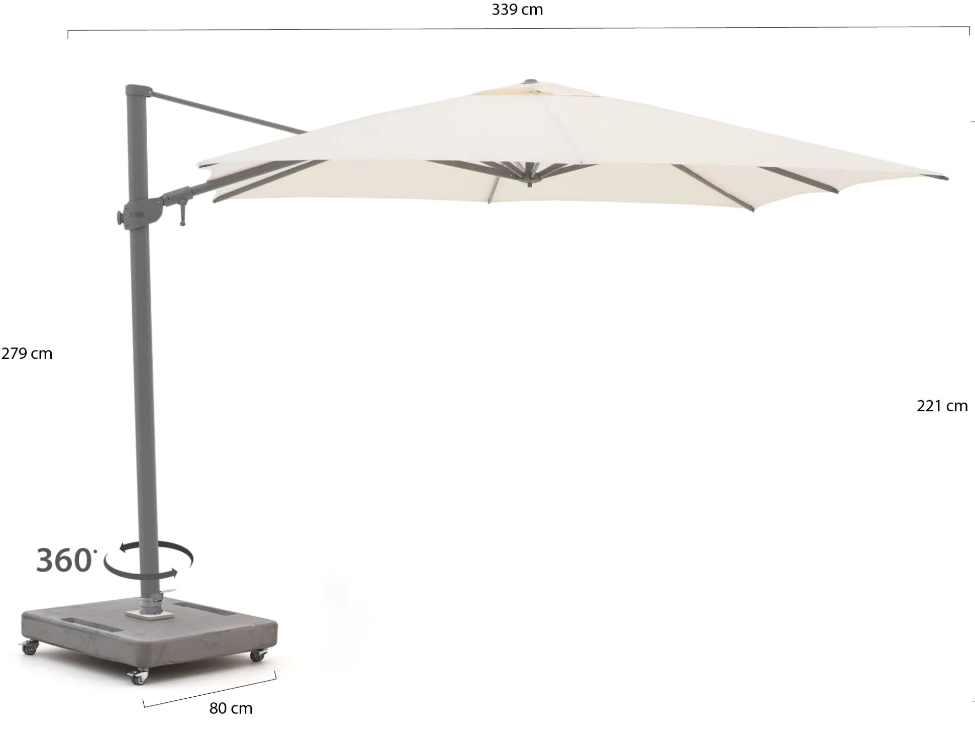 Shadowline Austin zweefparasol 300x300cm