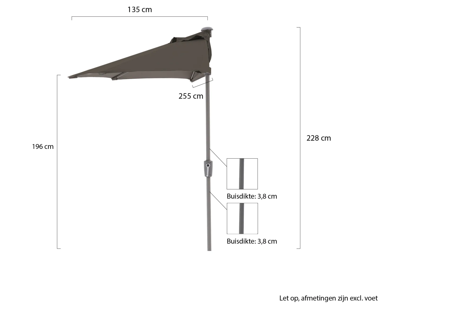 Shadowline balkonparasol 255x135cm