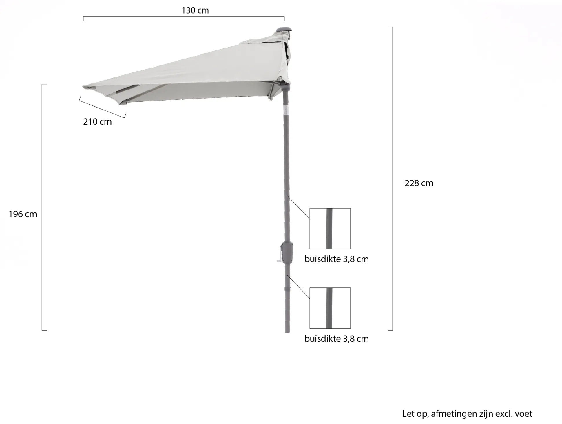Shadowline balkonparasol 210x130cm