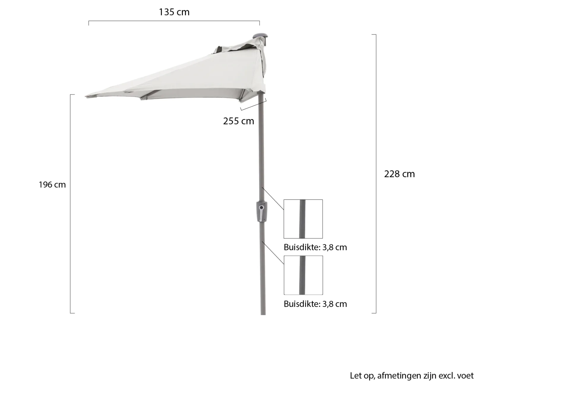 Shadowline balkonparasol 255x135cm