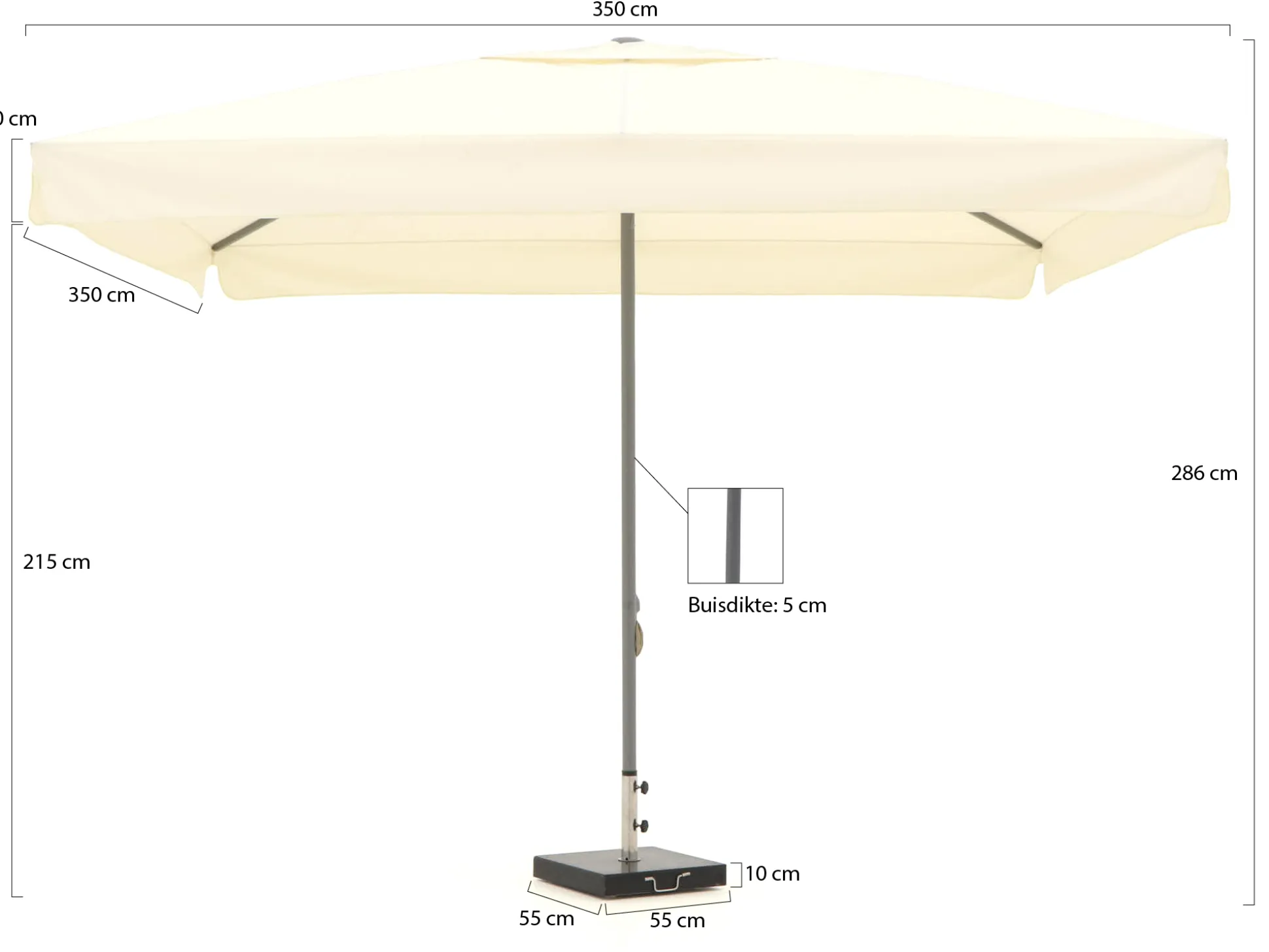 Shadowline Bonaire parasol 350x350cm